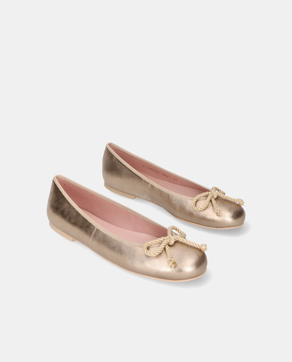 Bailarinas planas rosario de mujer en napa suave metalizada - Pretty Ballerinas - Oro Oro-3