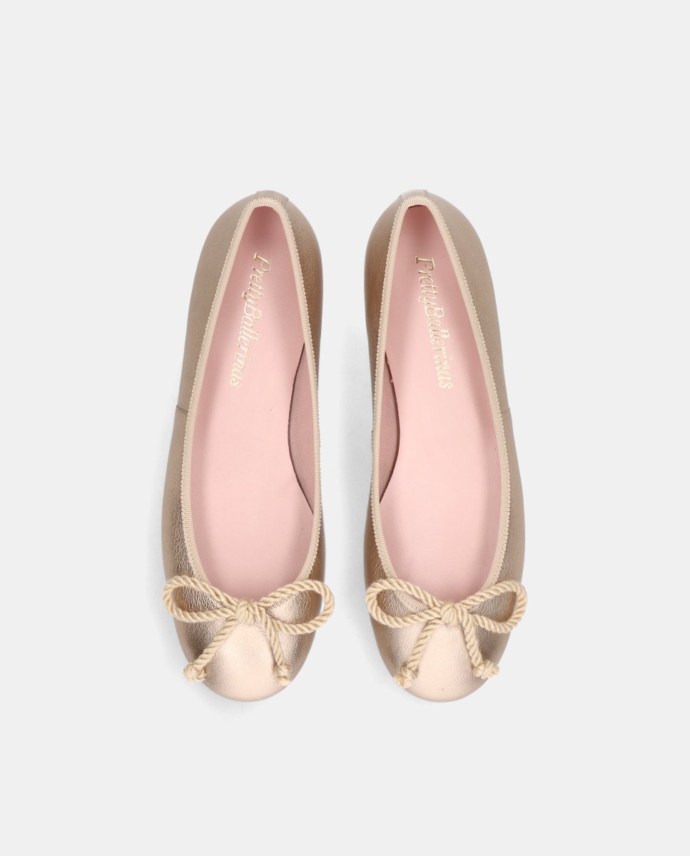 Bailarinas planas rosario de mujer en napa suave metalizada - Pretty Ballerinas - Oro Oro-2