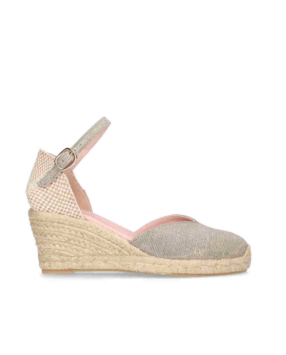Alpargatas de cuña deborah de mujer en tela brillante - Pretty Ballerinas - Plata Plata-1