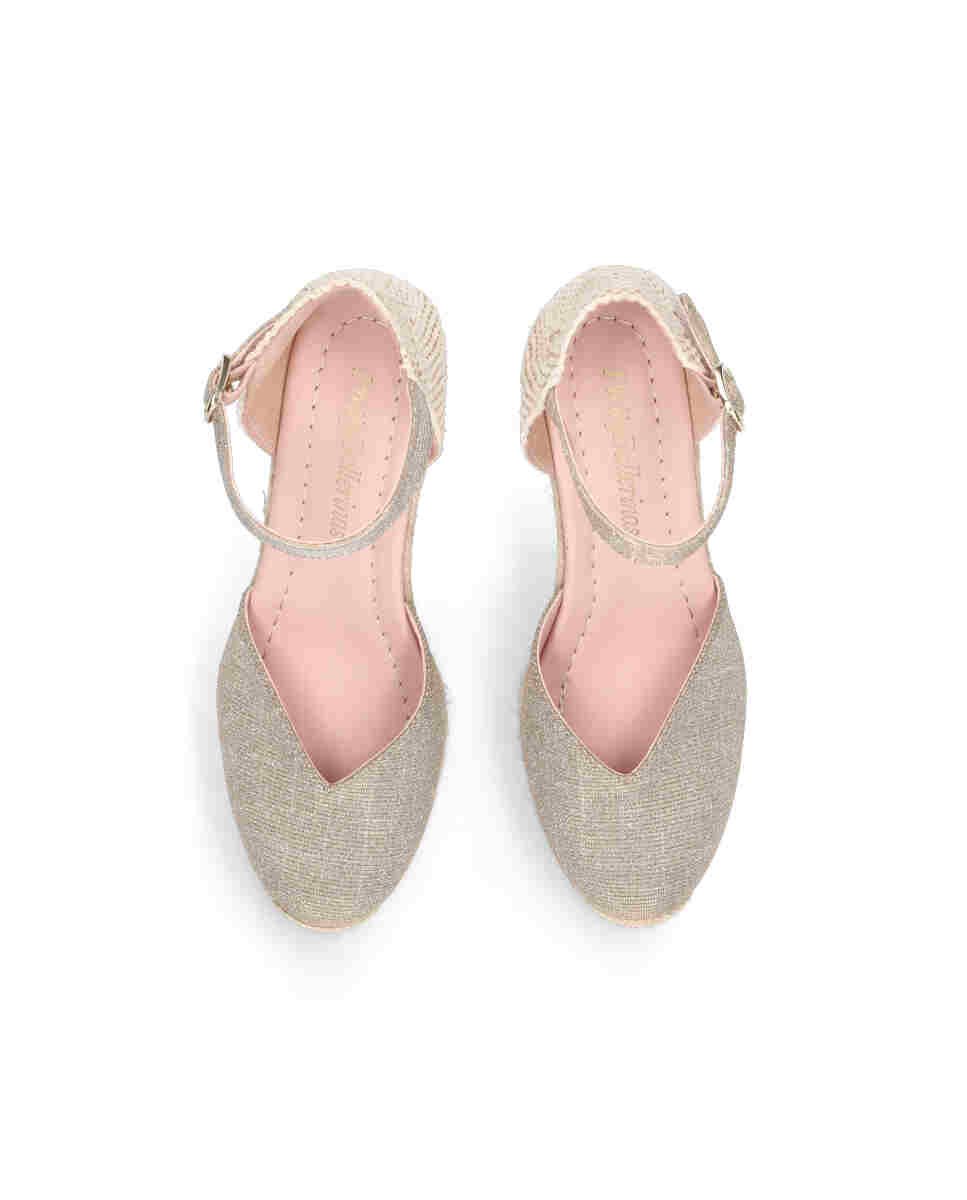 Alpargatas de cuña deborah de mujer en tela brillante - Pretty Ballerinas - Plata Plata-2