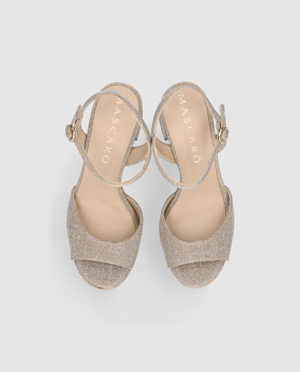 Sandalias de tacón Ruth de mujer en tela brillante - Mascaró - Plata mate Plata mate-2