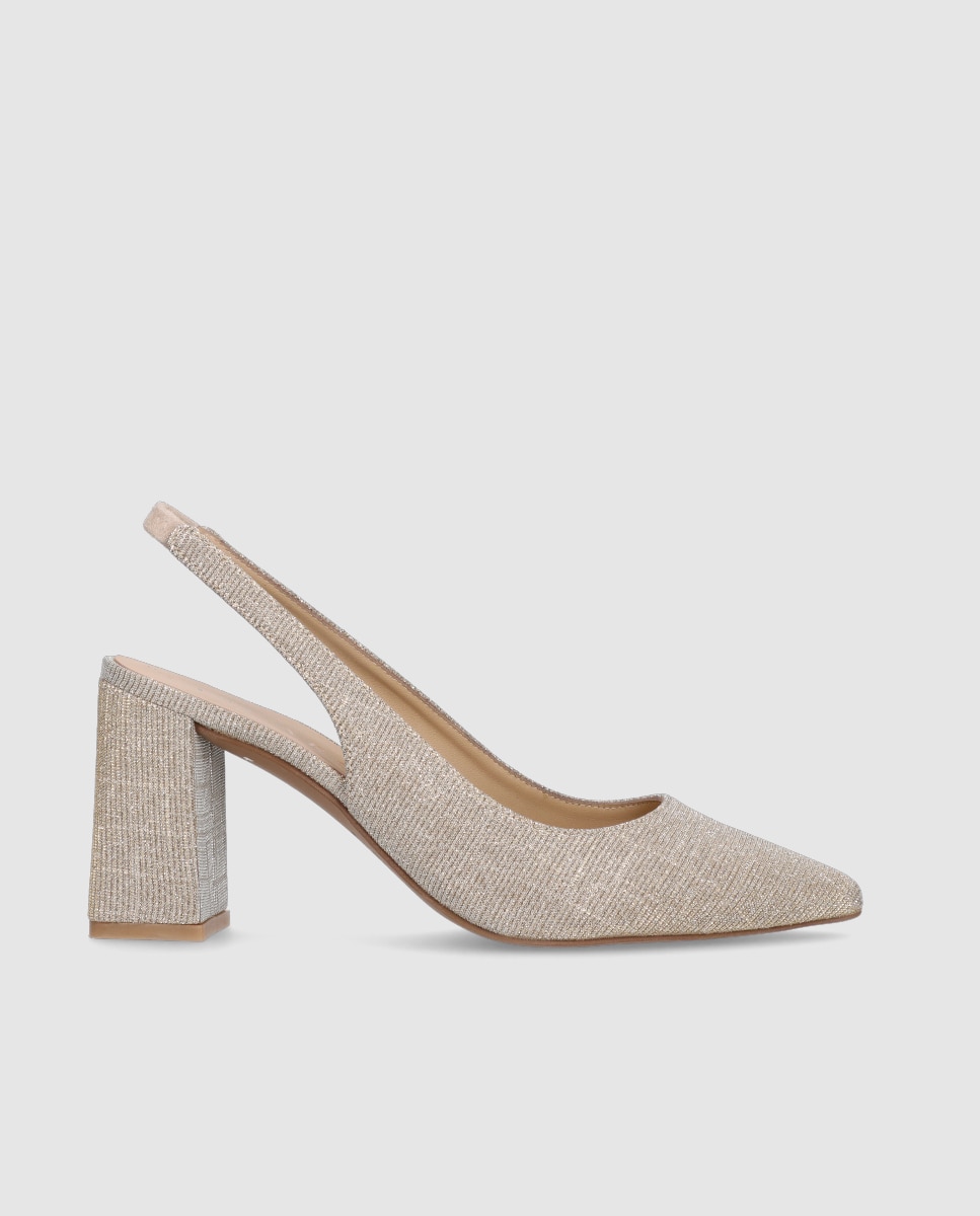 Imagen 1 de Zapatos de salón Renata de mujer en tela brillante color oro champán - Mascaró - Champagne Champagne