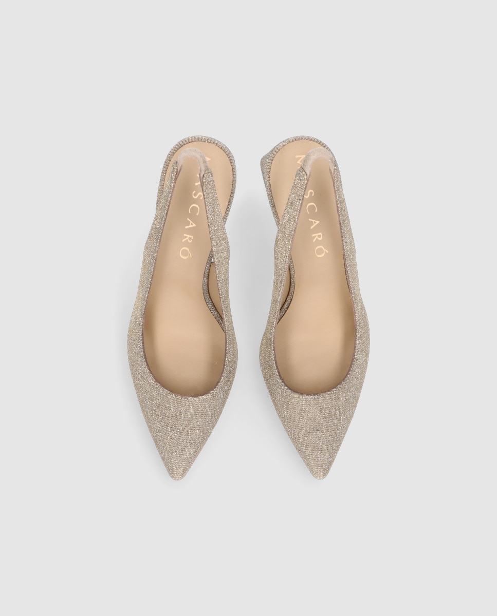 Imagen 2 de Zapatos de salón Renata de mujer en tela brillante color oro champán - Mascaró - Champagne Champagne