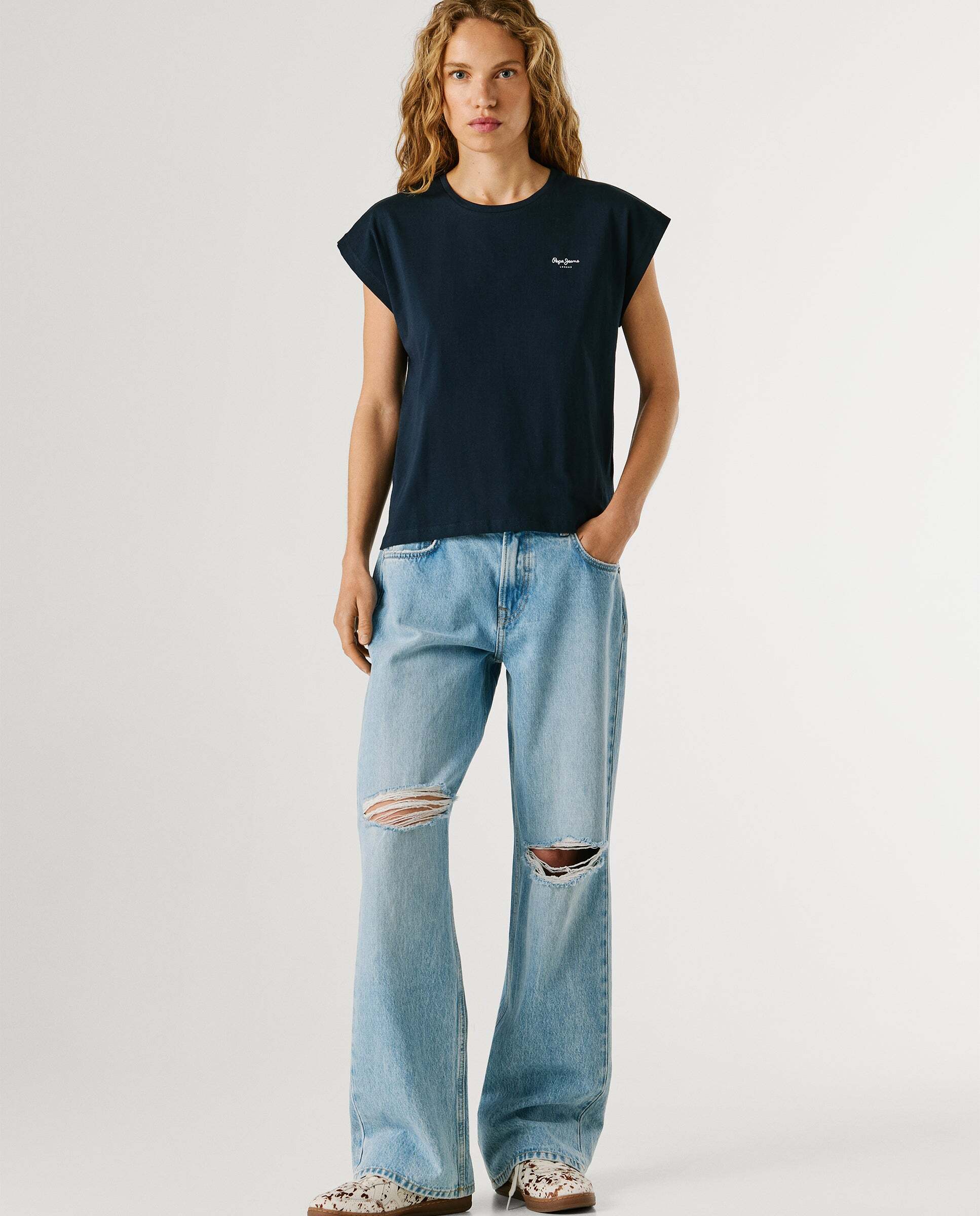 Camiseta de mujer logo estampado fit slim - Pepe Jeans - Azul Azul-2