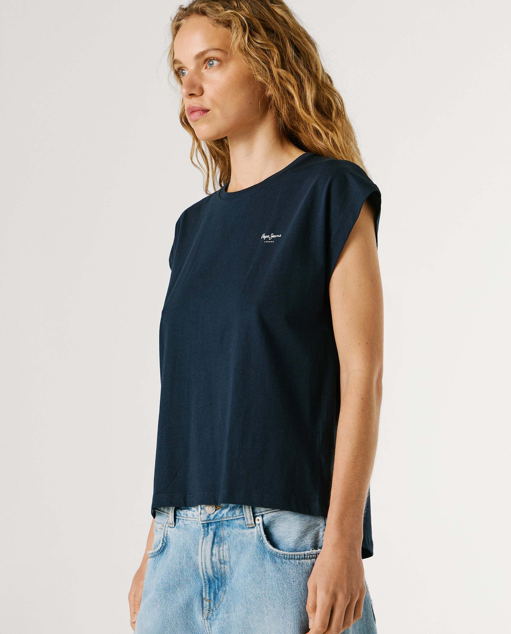 Camiseta de mujer logo estampado fit slim - Pepe Jeans - Azul Azul-6