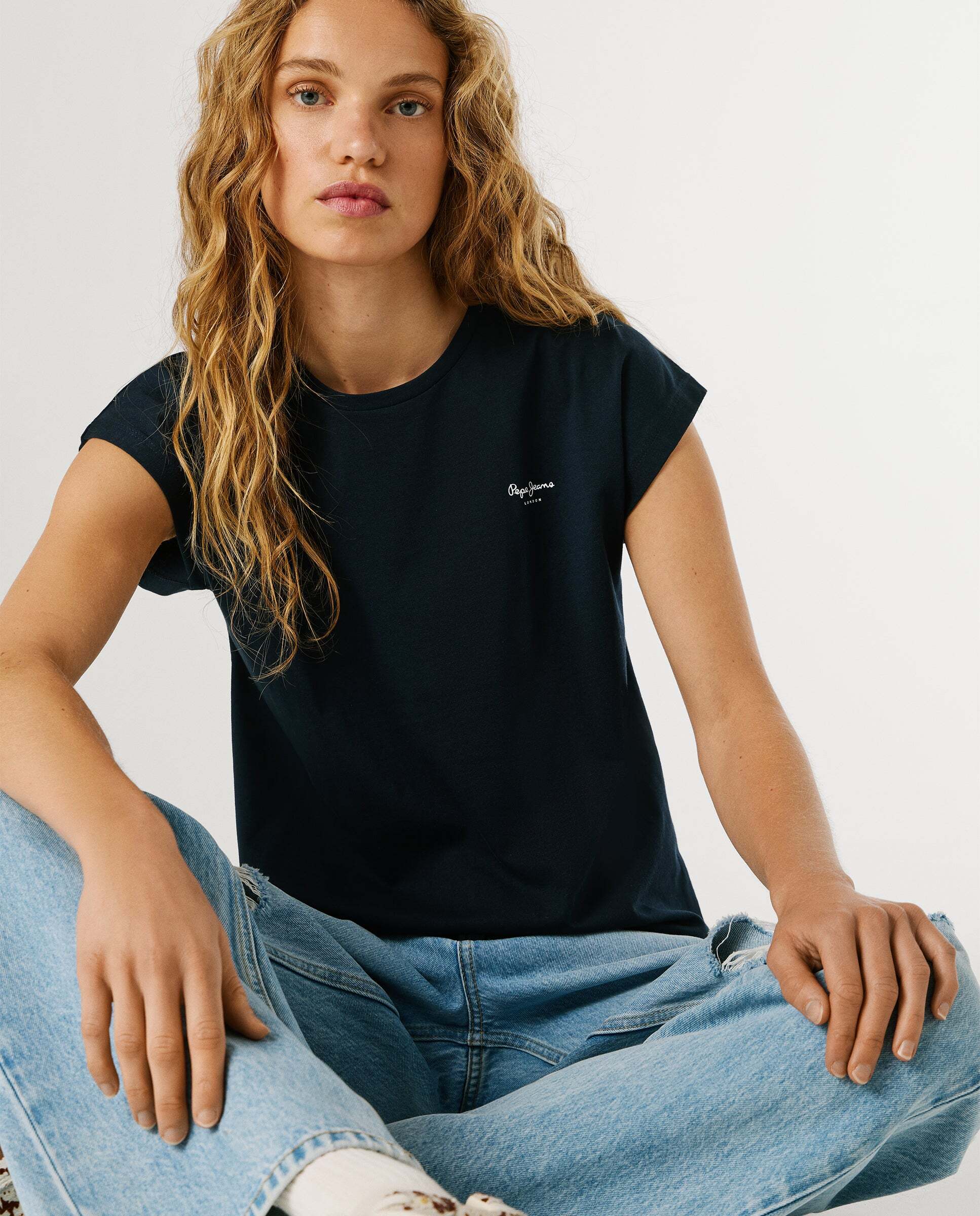 Camiseta de mujer logo estampado fit slim - Pepe Jeans - Azul Azul-7