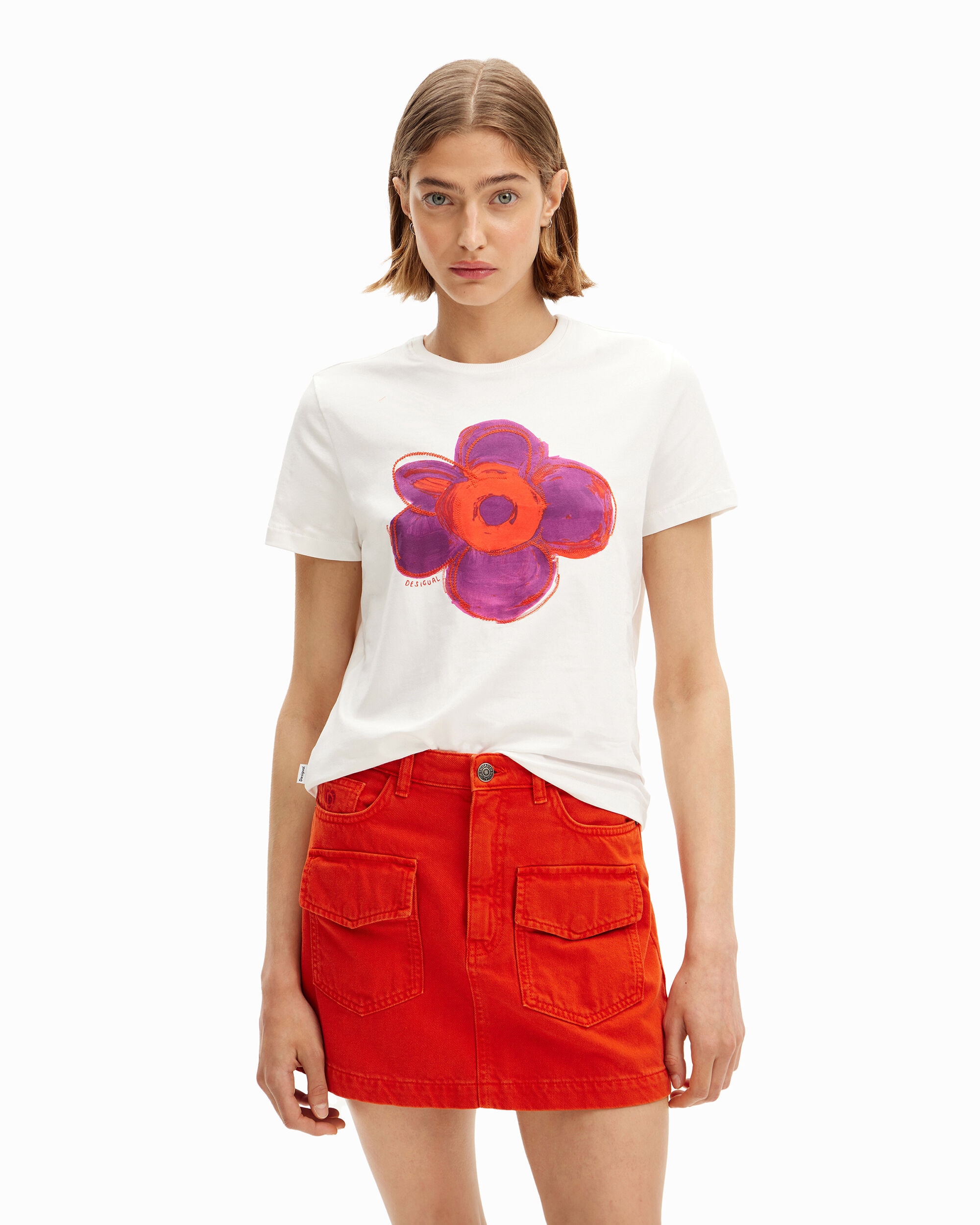 Desigual - Camiseta de mujer ilustración flor.