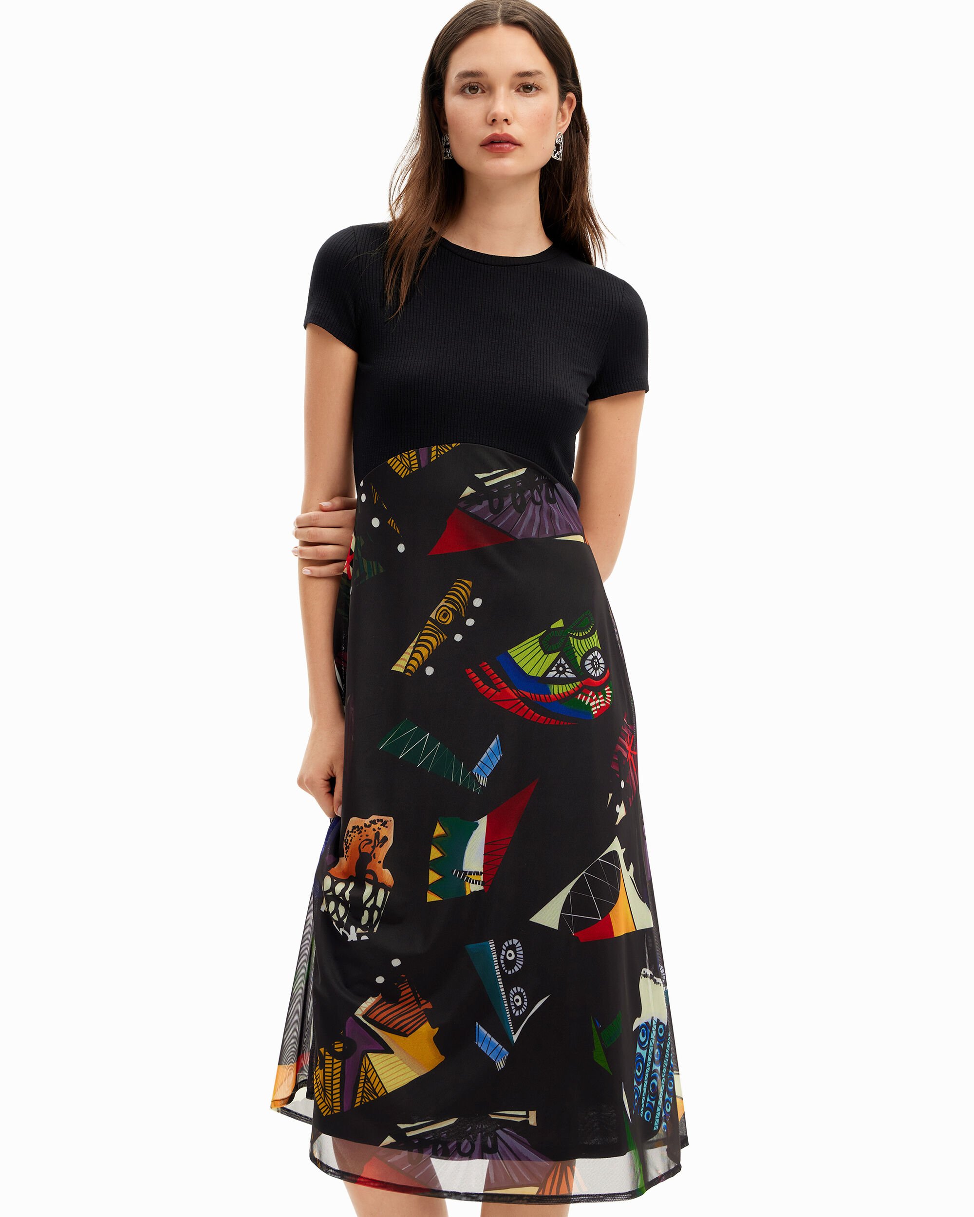 Vestido midi combinado m christian lacroix - Desigual - Negro Negro-2