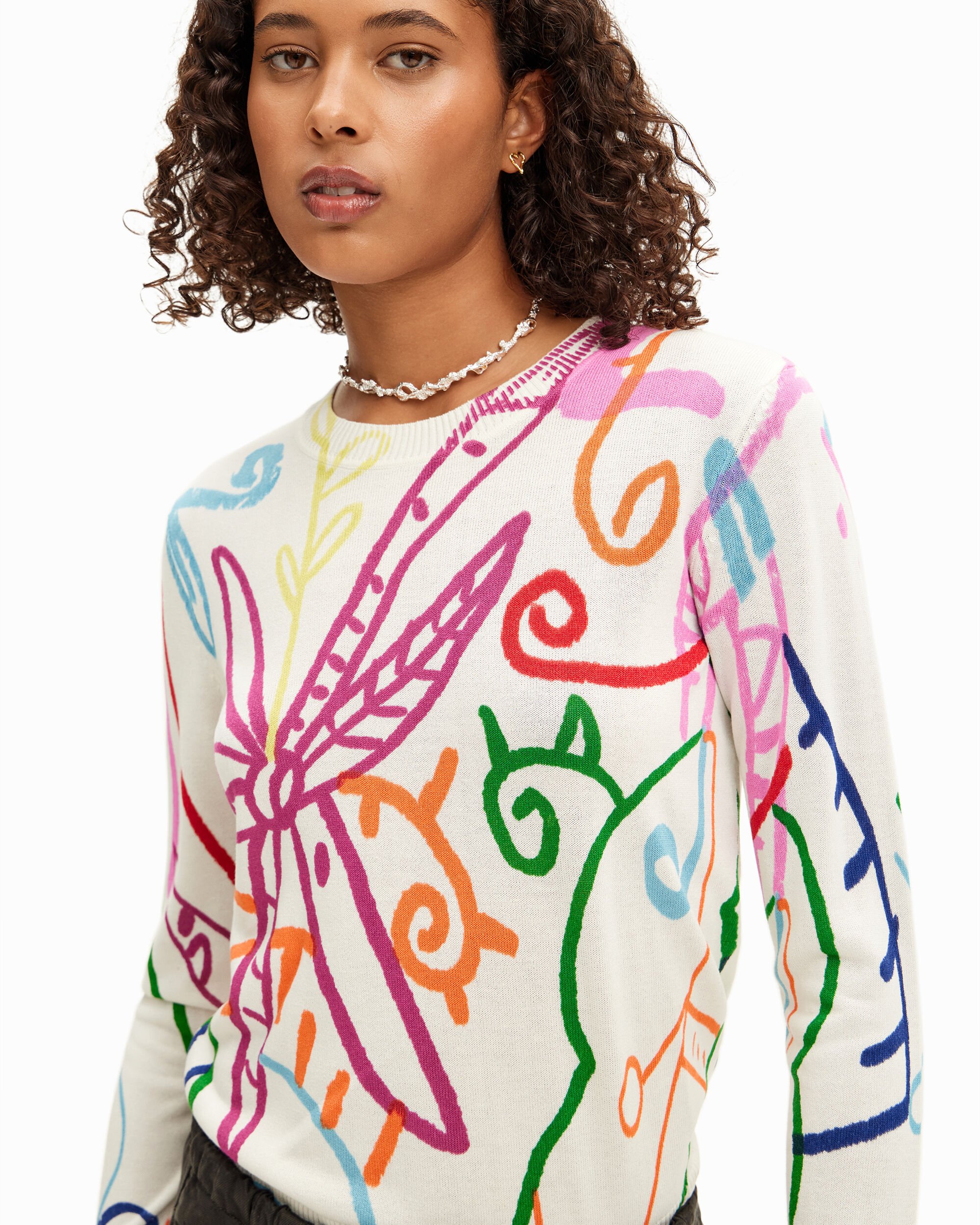 Jersey de mujer fino de dibujos - Desigual - Multicolor Multicolor-4