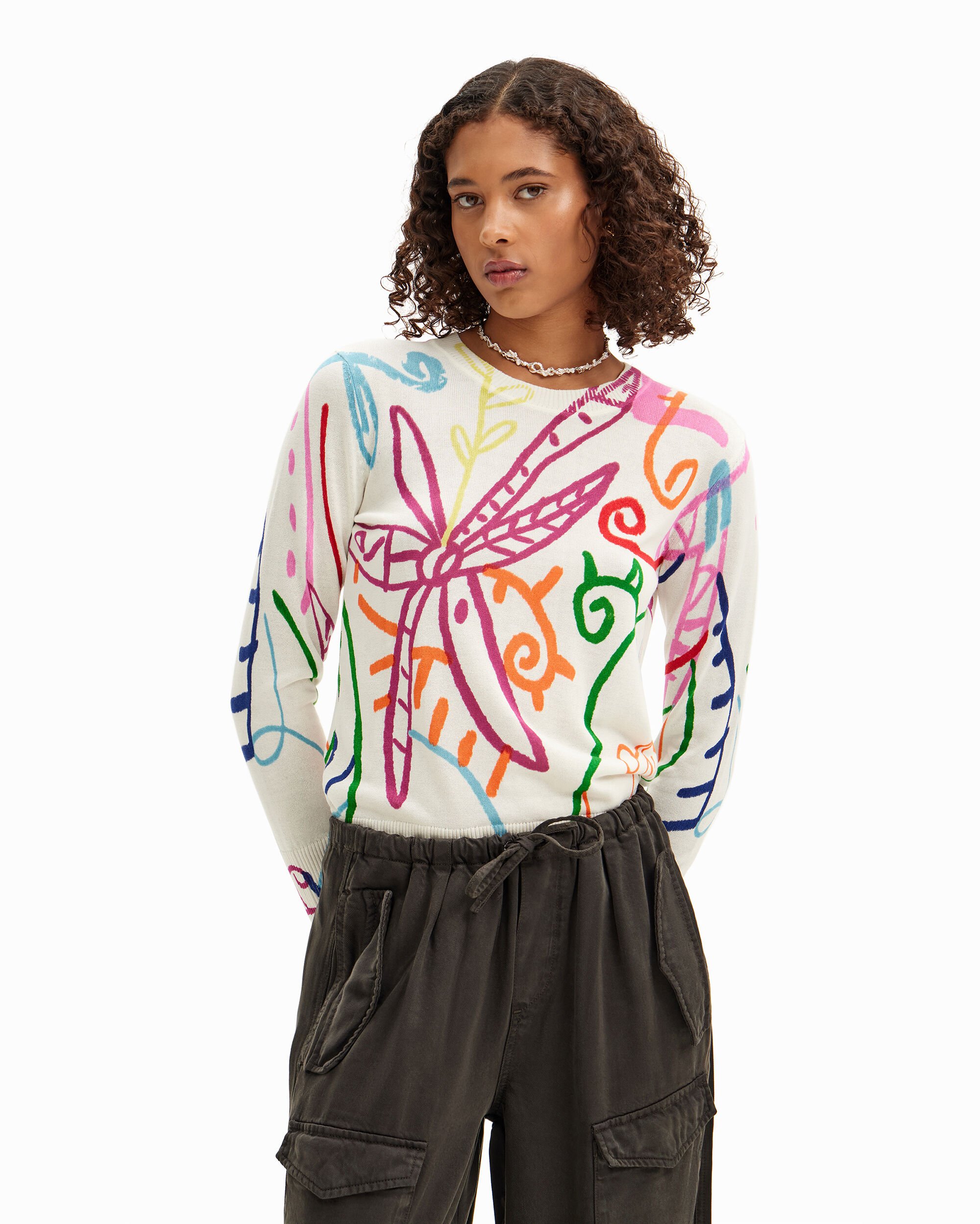 Desigual - Jersey de mujer fino de dibujos.