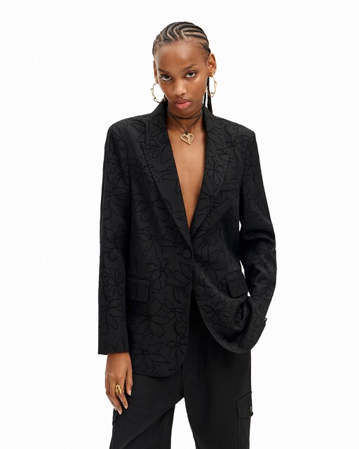 Imagen 0 de Blazer de mujer troquelada silueta flores