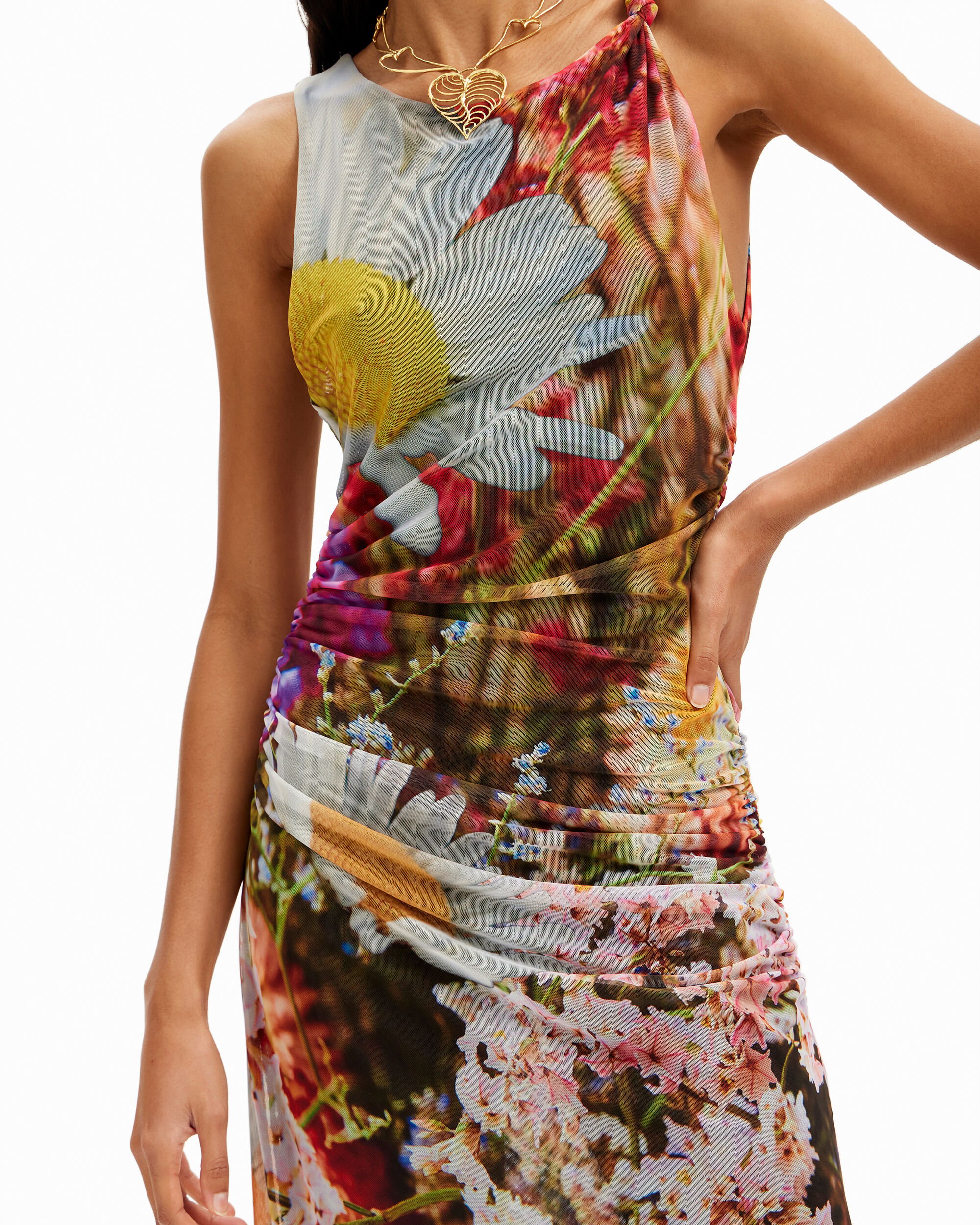 Vestido midi fotografía floral - Desigual - Multicolor Multicolor-5