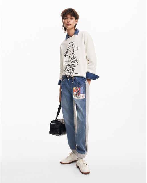 Vaquero recto de mujer jogger combinado