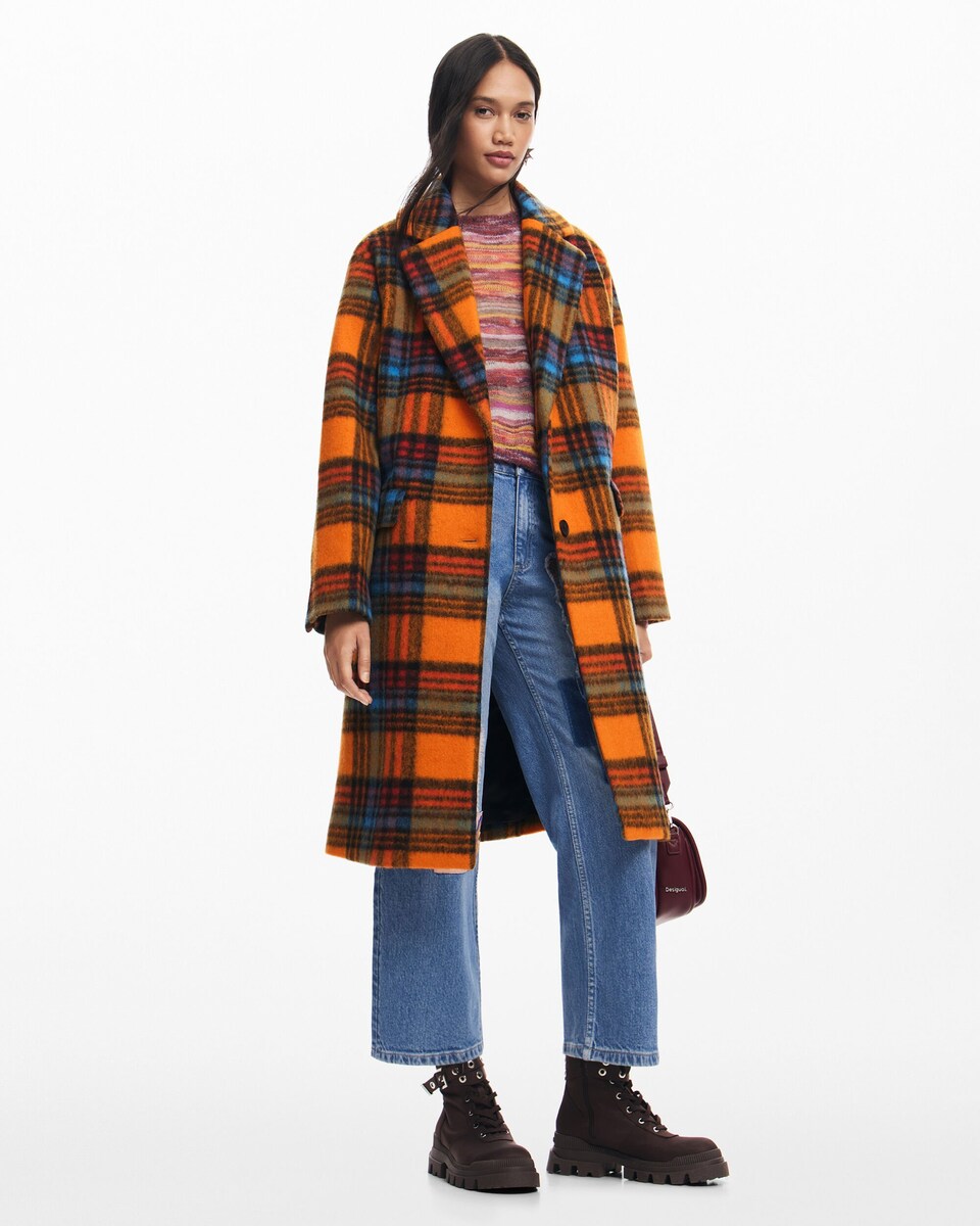 Checkered Coat Precio Abrigo Desigual Abrigo Largo Cuadros De Mujer I