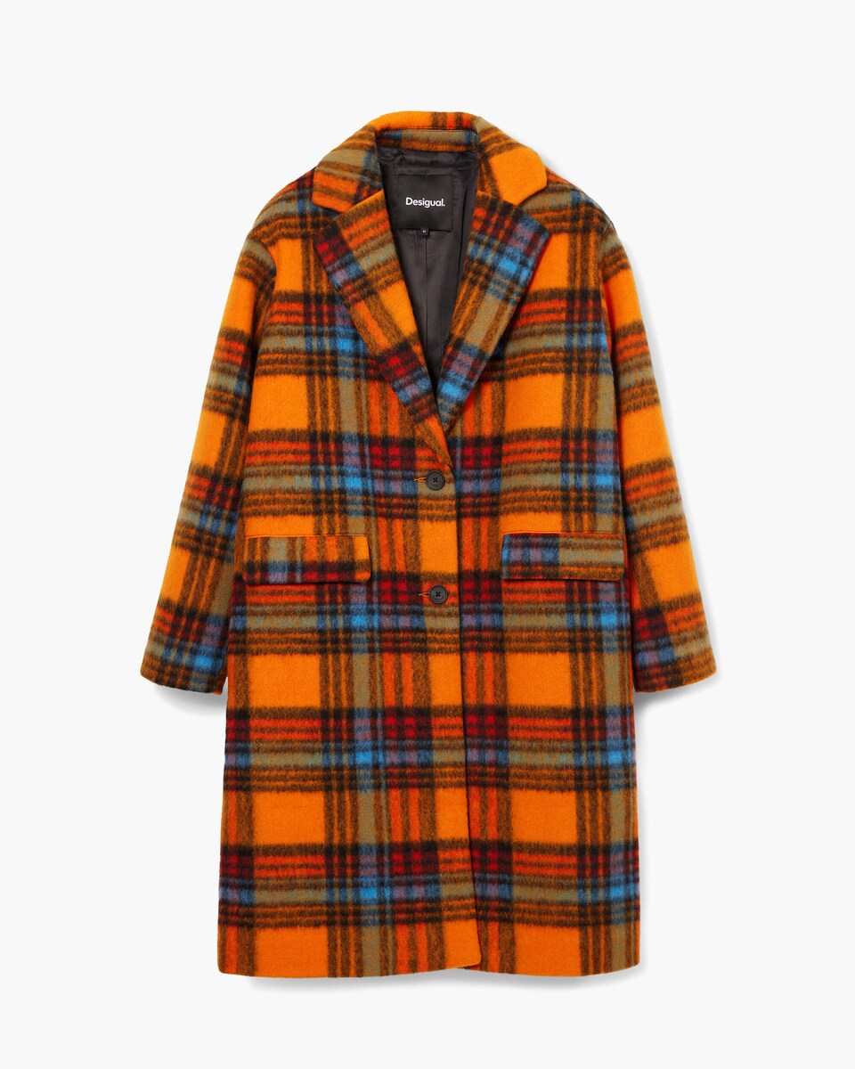 Abrigo de paño de mujer largo de cuadros · Desigual · El Corte Inglés