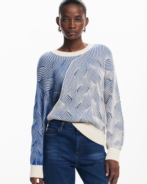 Imagen 0 de Jersey de mujer de punto bicolor