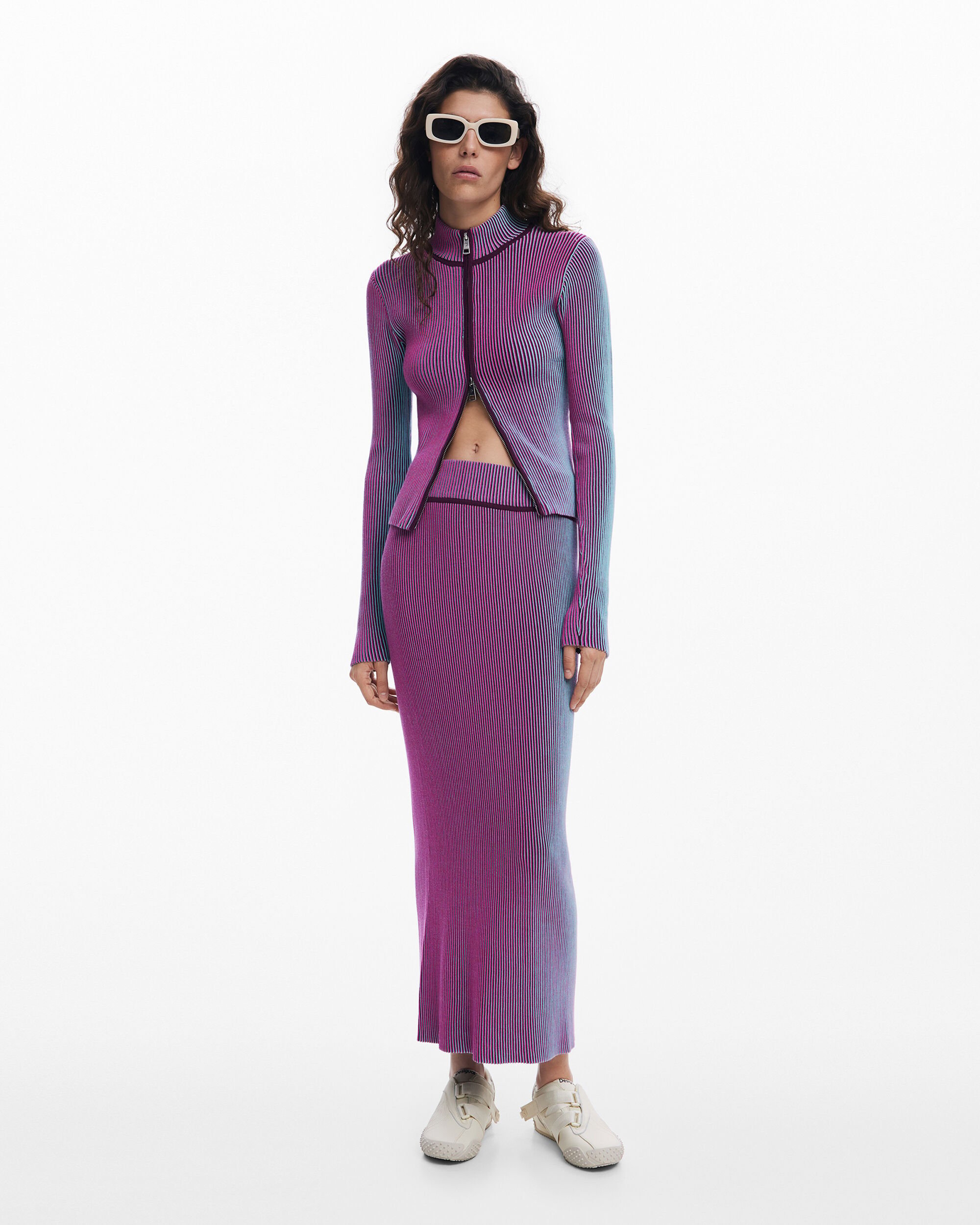 Desigual - Falda ajustada rayas verticales.