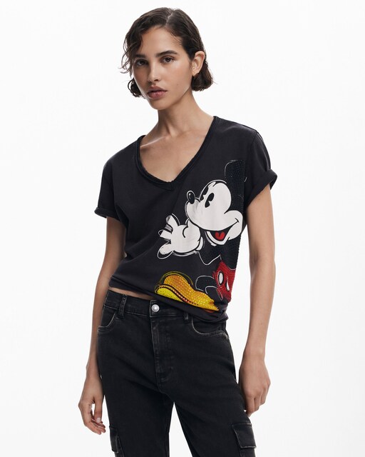 Imagen 0 de Camiseta de mujer Mickey Mouse™ con escote de pico