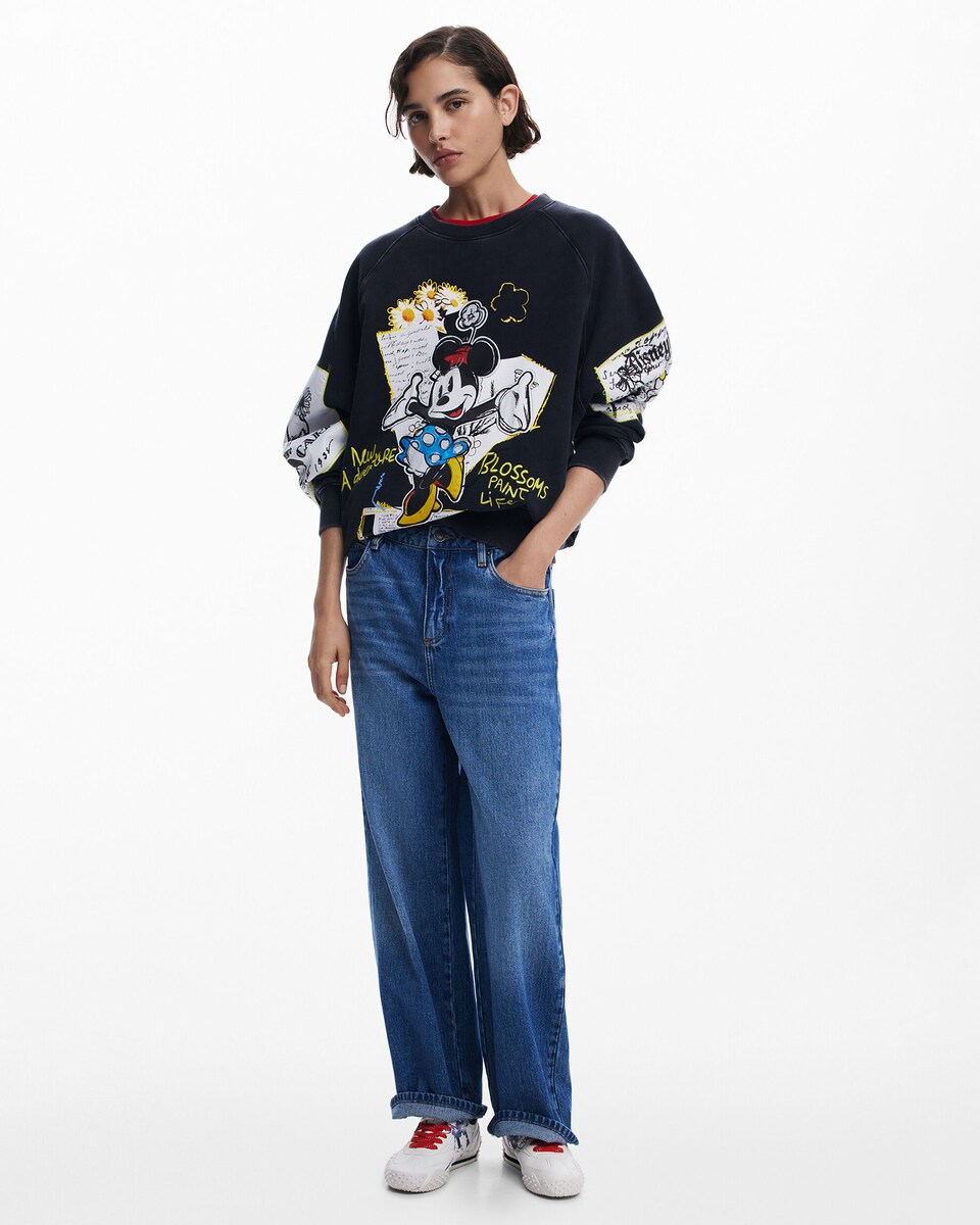 Sudadera de mujer Minnie Mouse™ con cuello redondo 38/M Negro Blanco