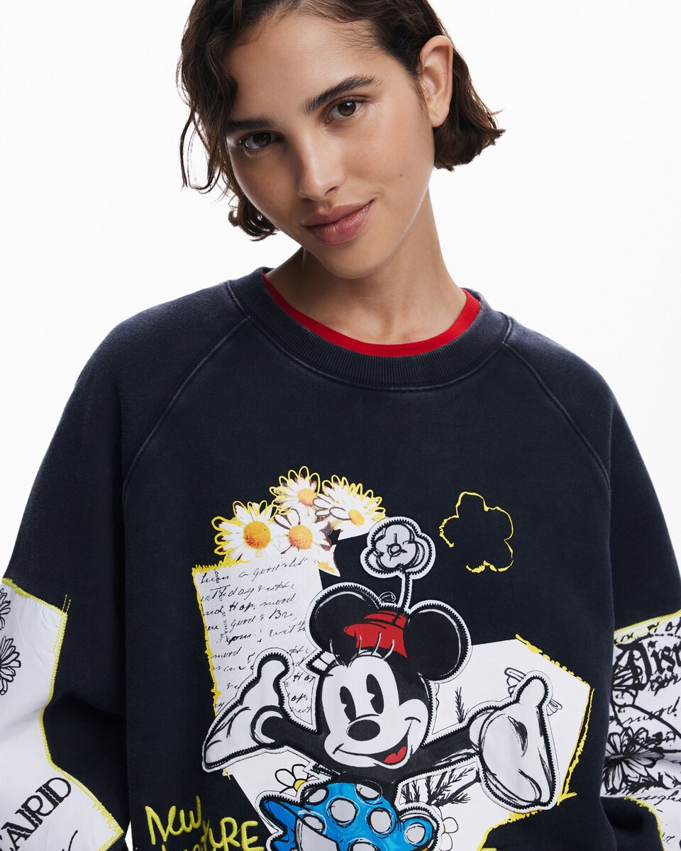 Sudadera de mujer Minnie Mouse™ con cuello redondo 38/M Negro Blanco