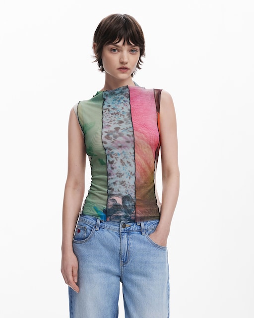 Imagen 0 de Camiseta de mujer sin mangas con estampado Arty