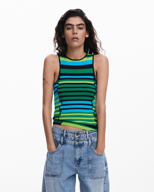 Imagen 0 de Camiseta de mujer rayas ribete