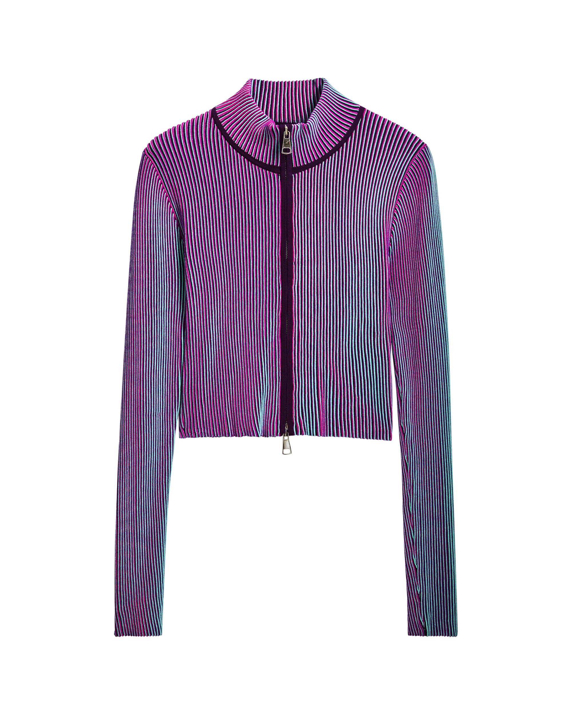 Chaqueta de mujer cremallera punto tornasolado - Desigual - Morado Morado-5