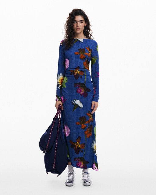 Imagen 0 de Vestido midi asimétrico