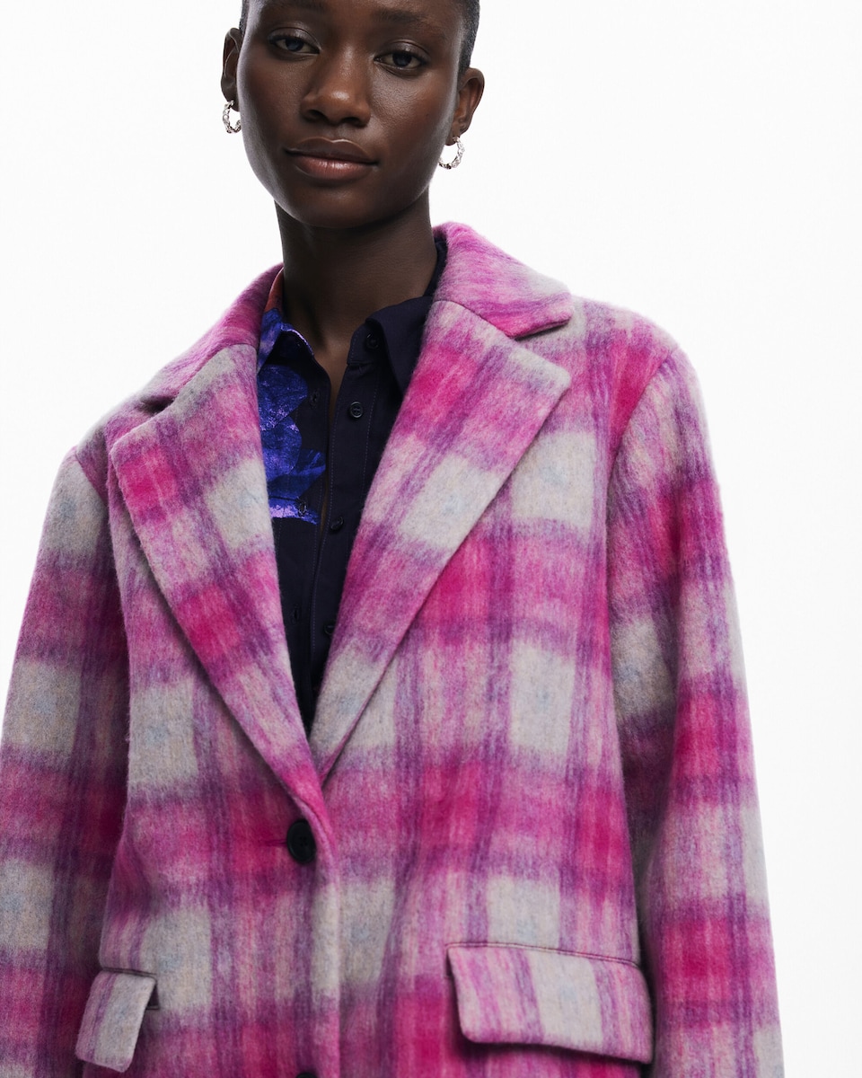 Abrigo de mujer tartán rosa · Desigual · El Corte Inglés