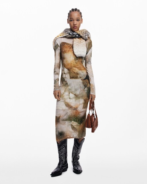 Imagen 0 de Vestido estampado cuello chimenea