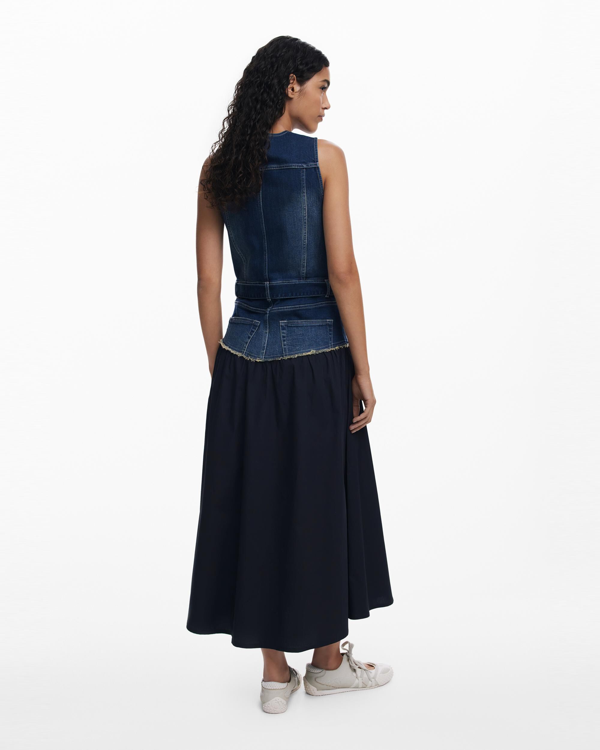 Vestido combinado denim - Desigual - Azul Azul-3