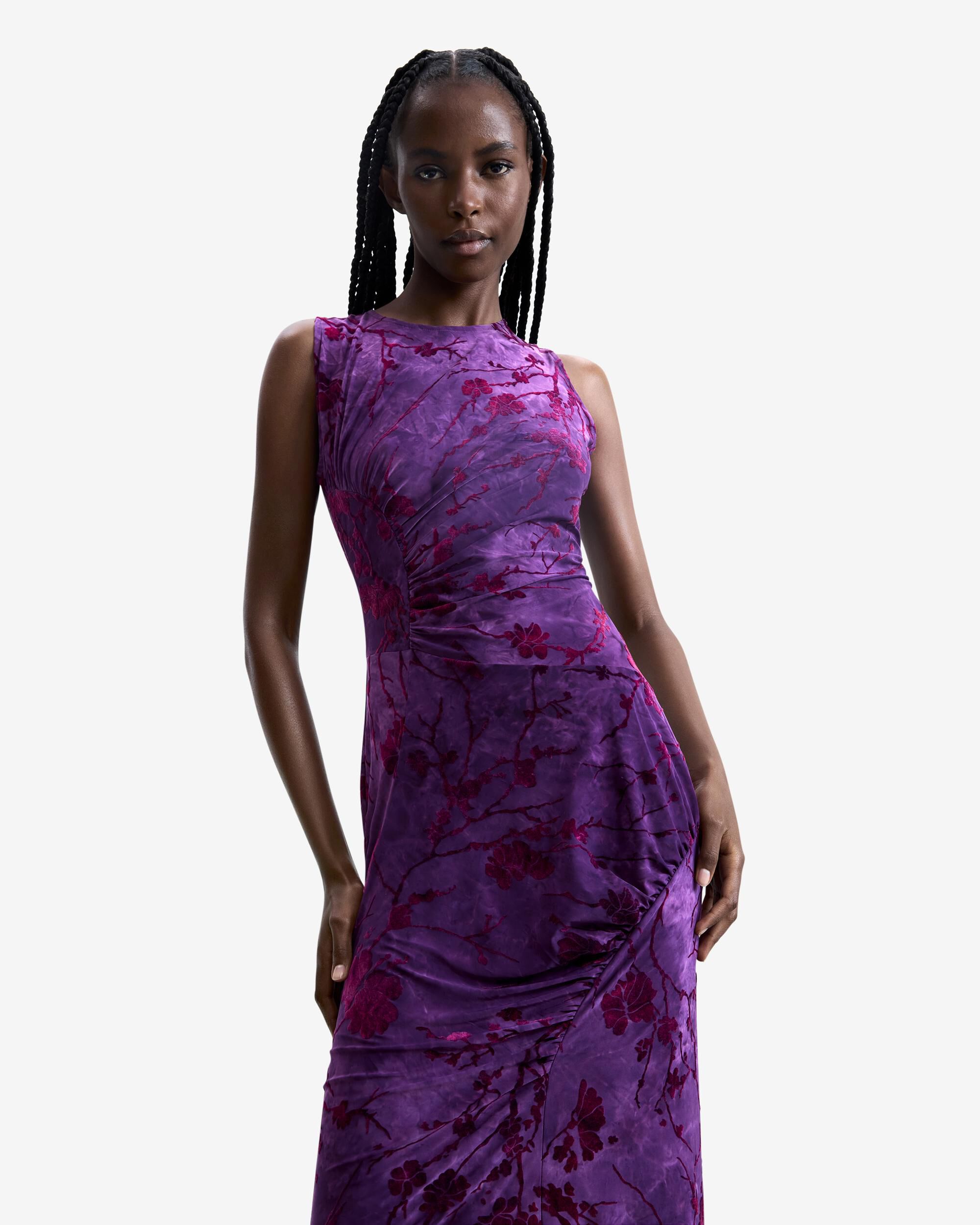 Vestido midi flocado - Desigual - Morado Morado-2
