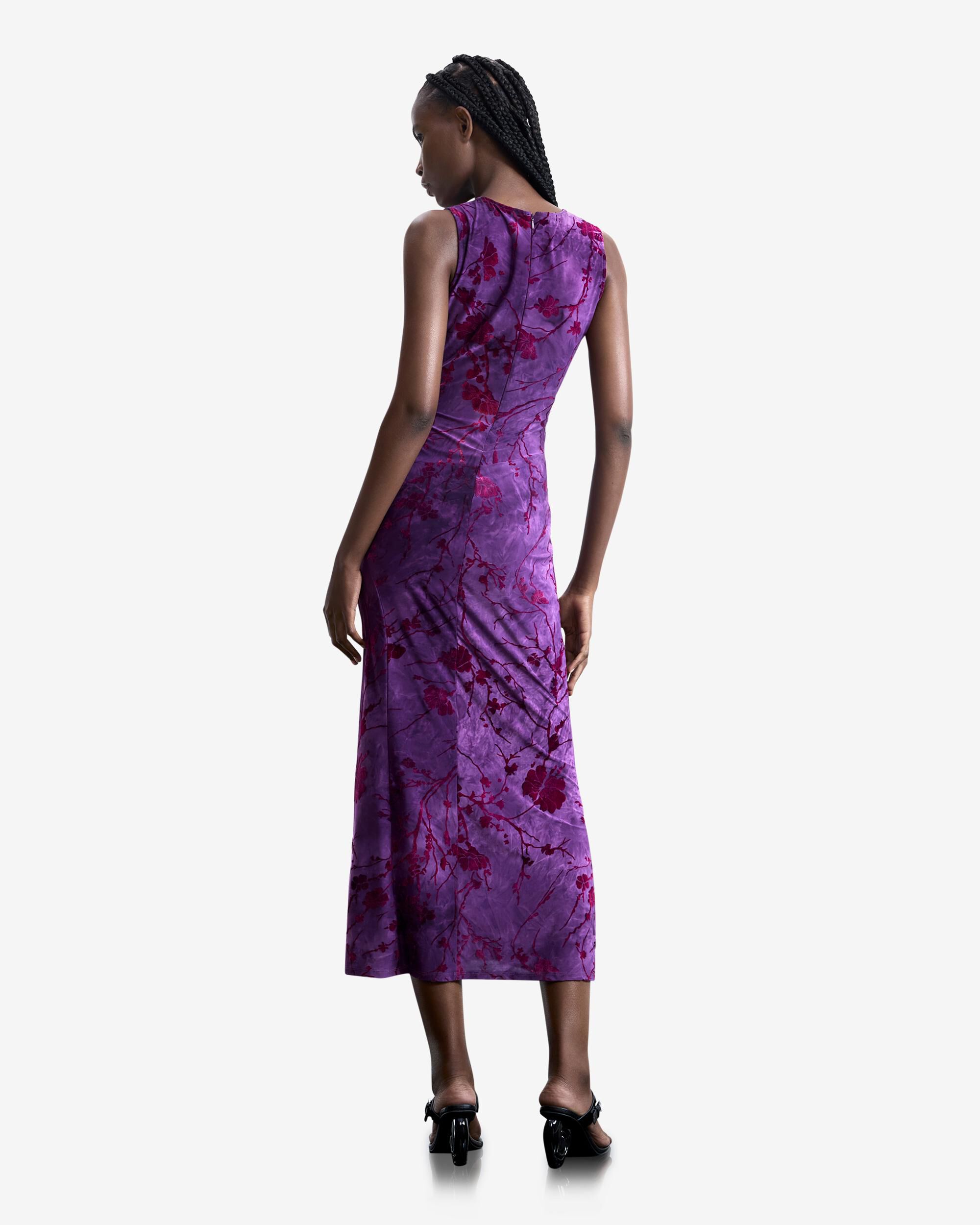 Vestido midi flocado - Desigual - Morado Morado-3