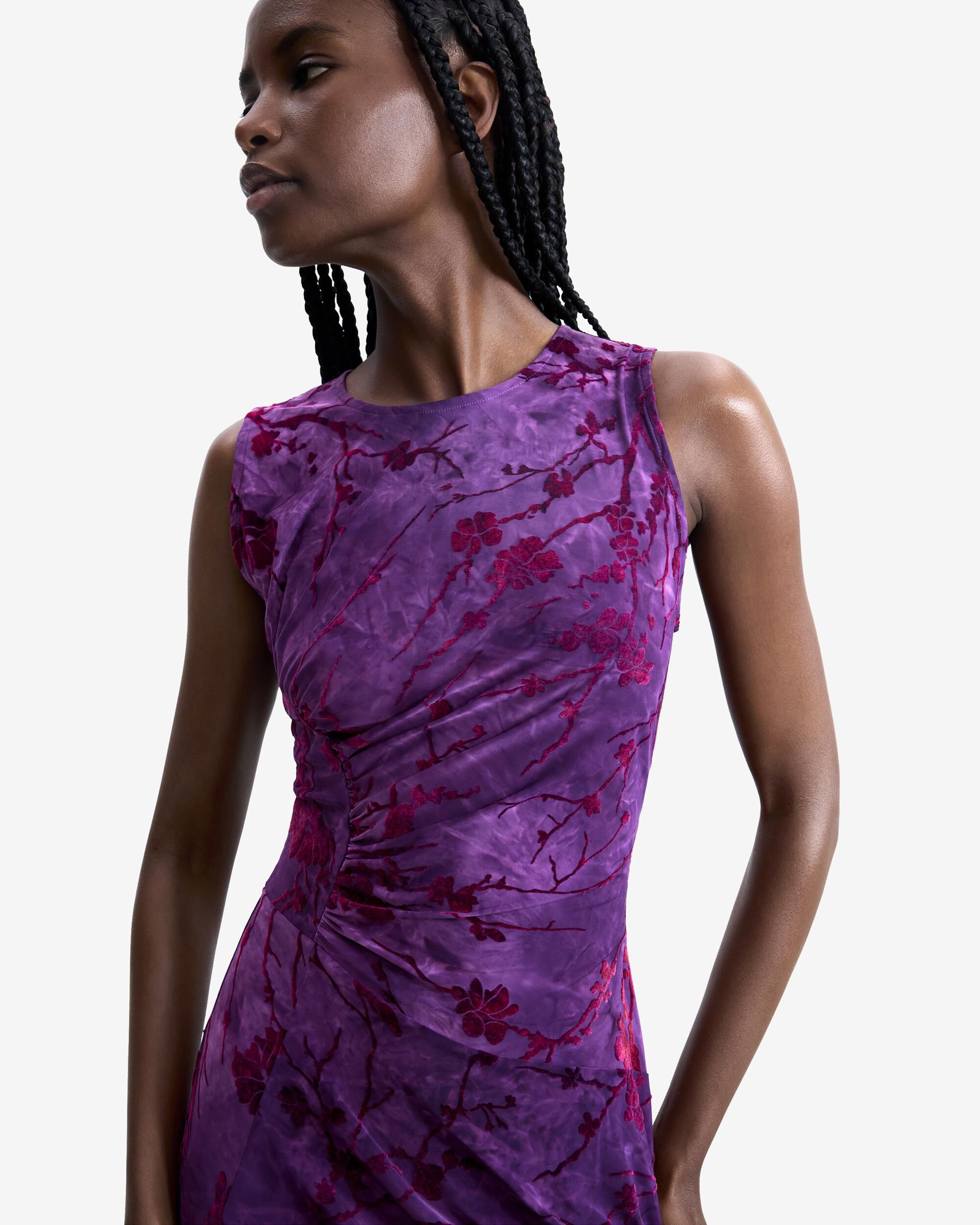 Vestido midi flocado - Desigual - Morado Morado-4