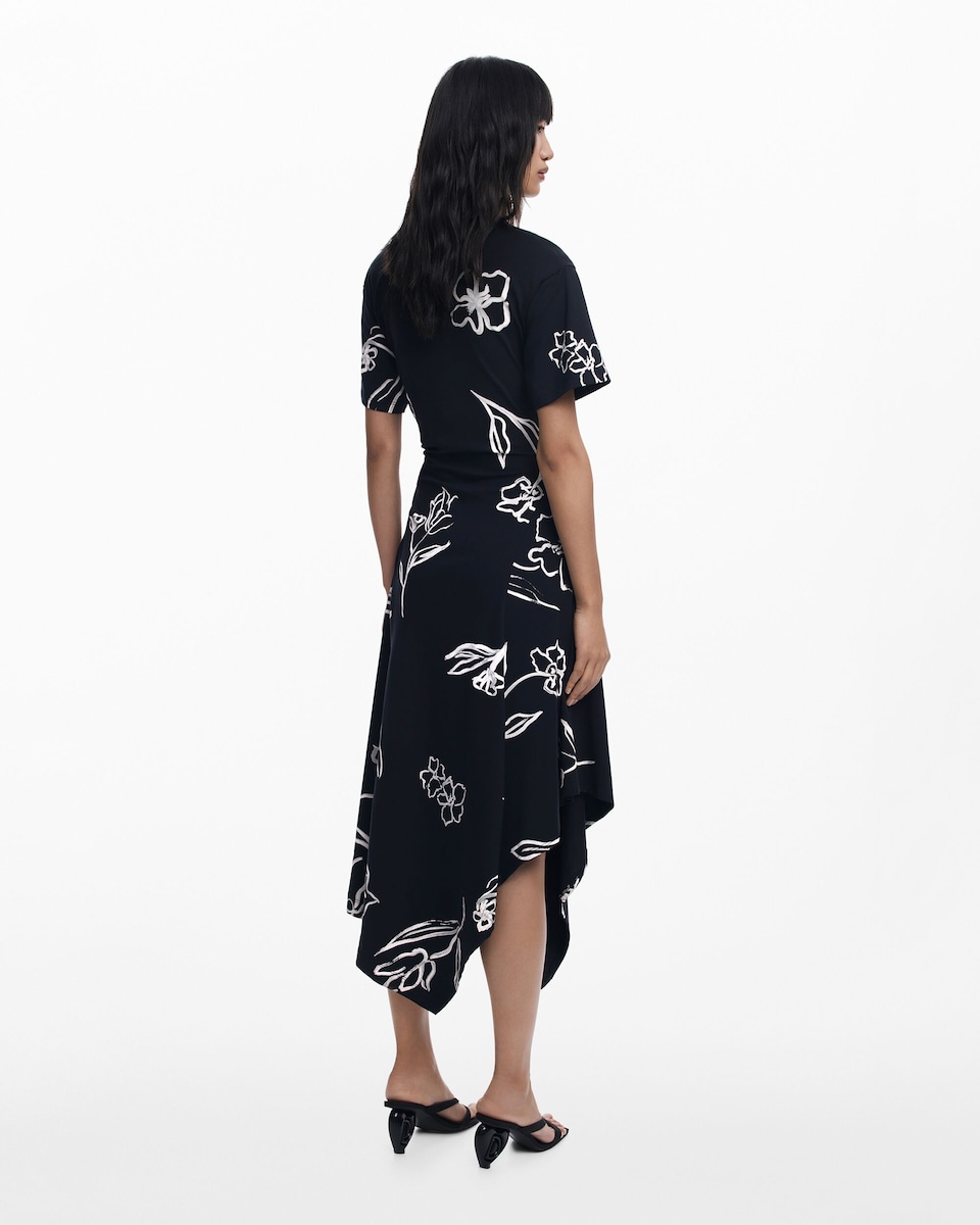 Vestido asimétrico trazos flores · Desigual · El Corte Inglés