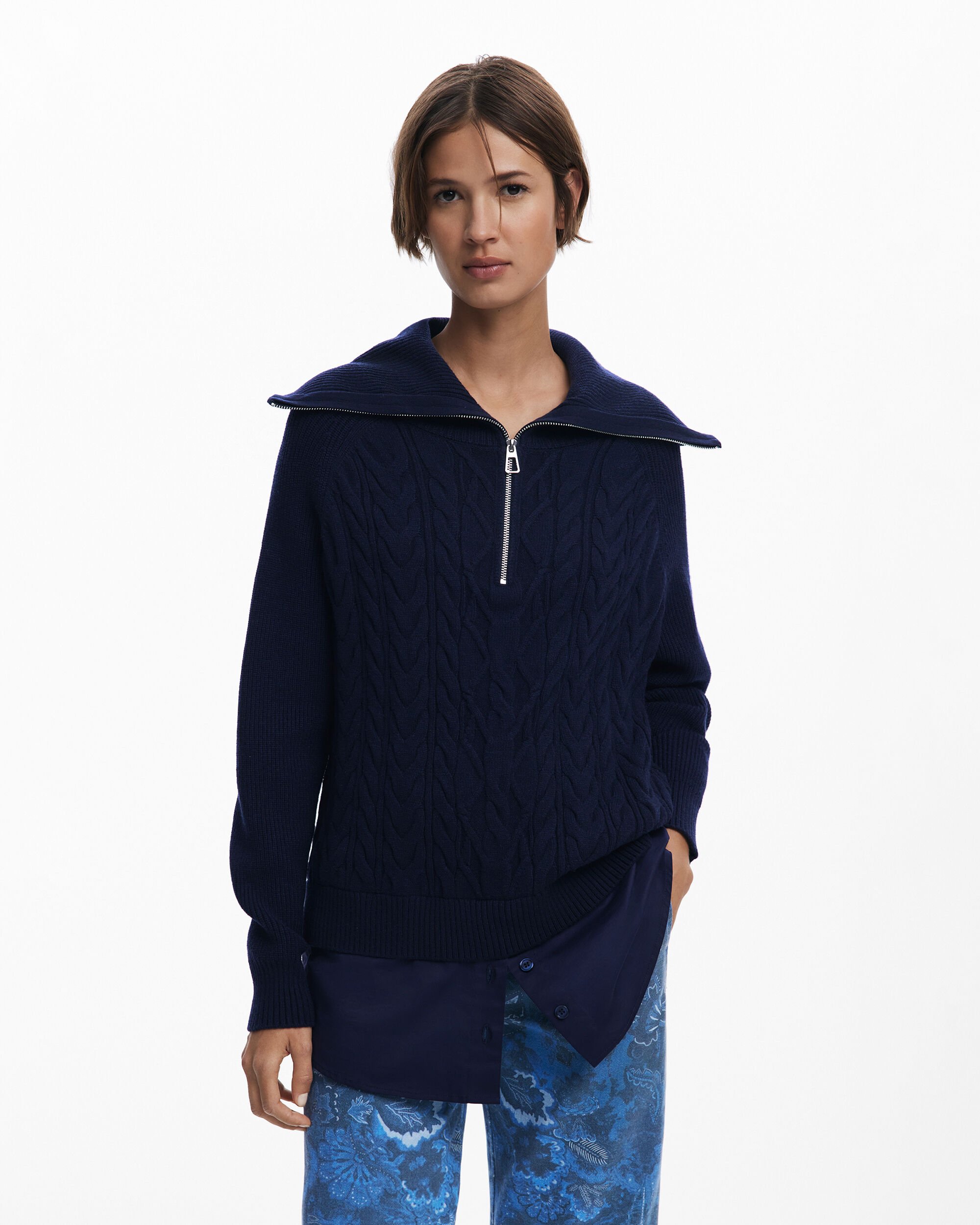 Jersey de mujer combinado ochos cremallera