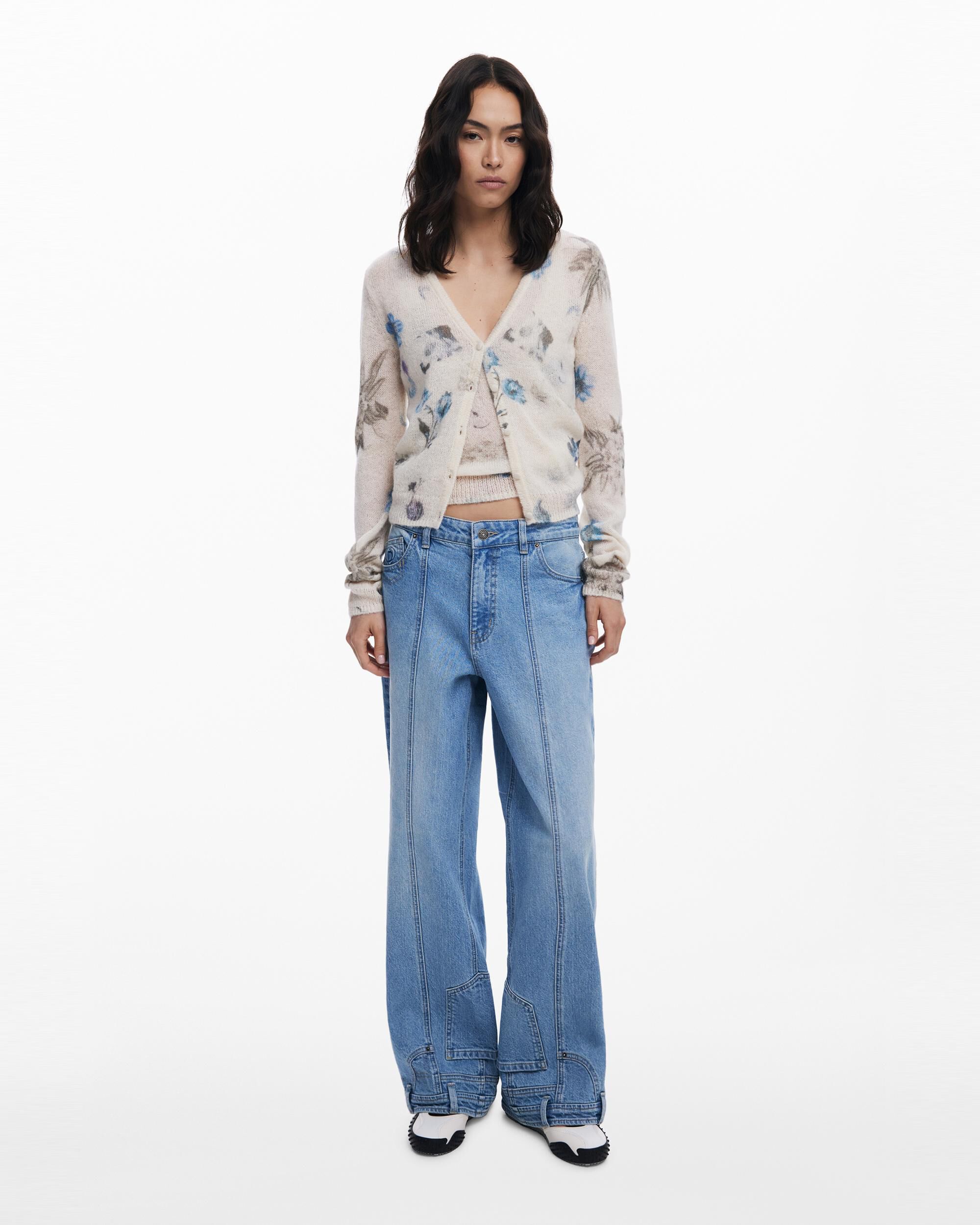 Desigual - Vaquero recto de mujer efecto invertido.