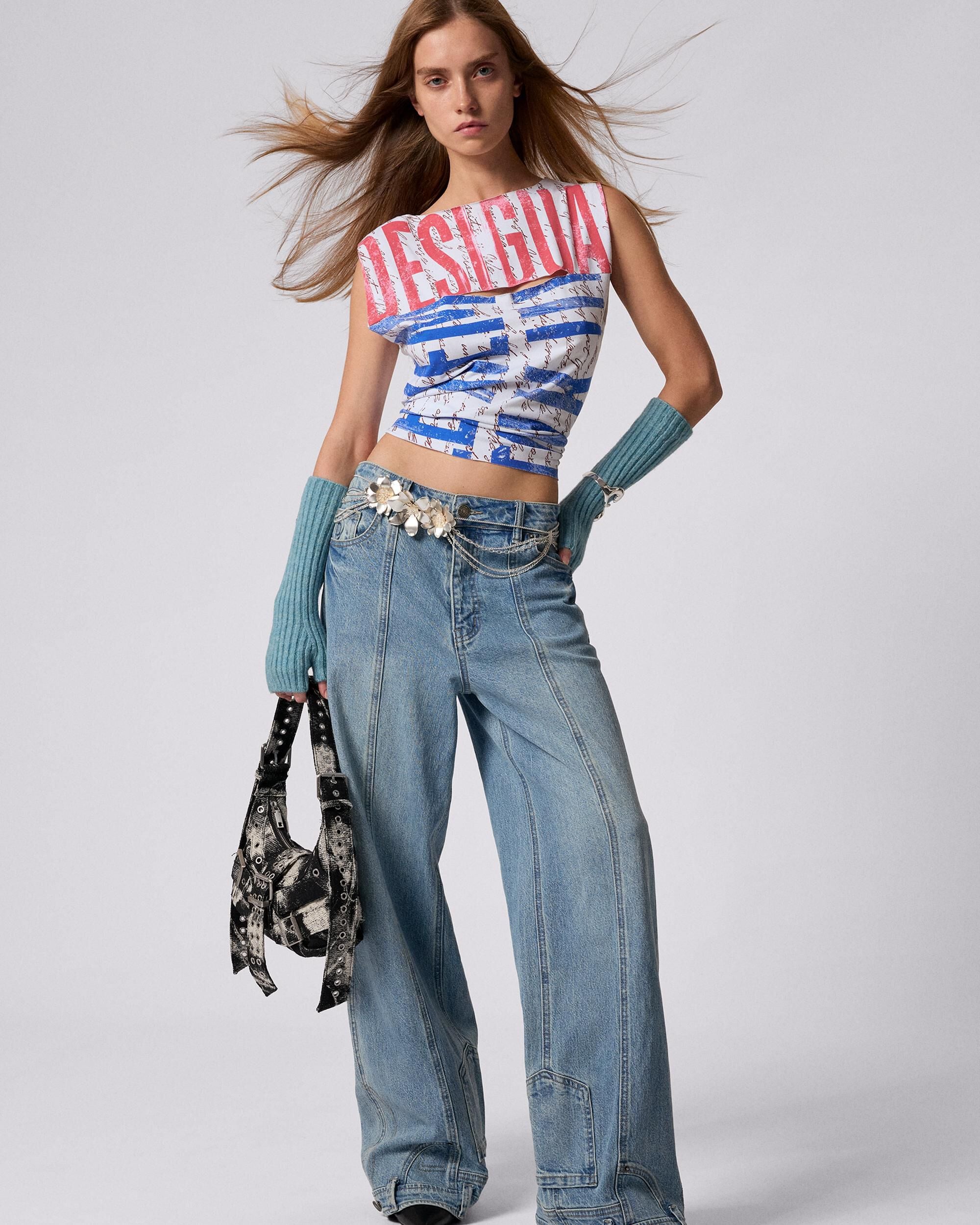 Vaquero de mujer recto efecto invertido - Desigual - Azul Azul-1