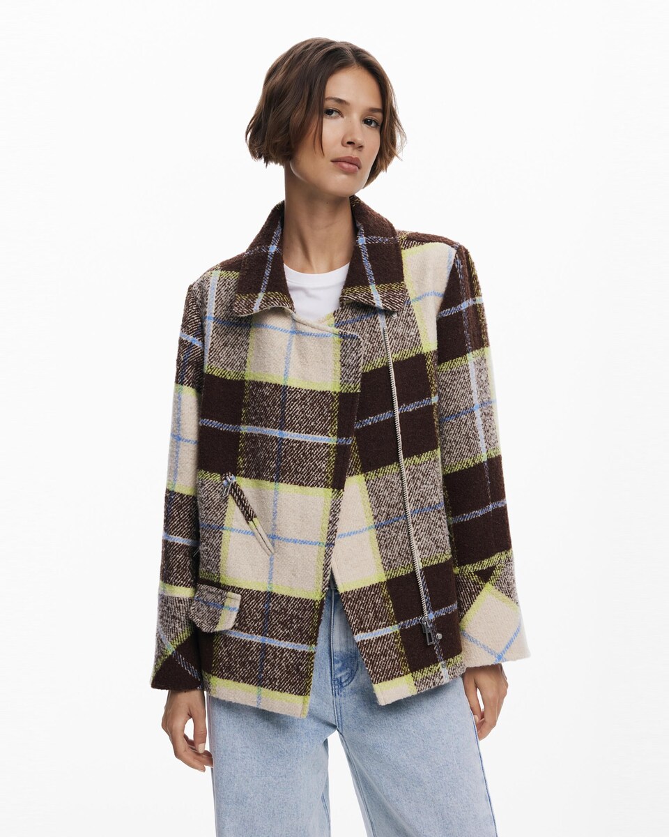 Abrigo de mujer corto cruzado cuadros · Desigual · El Corte Inglés