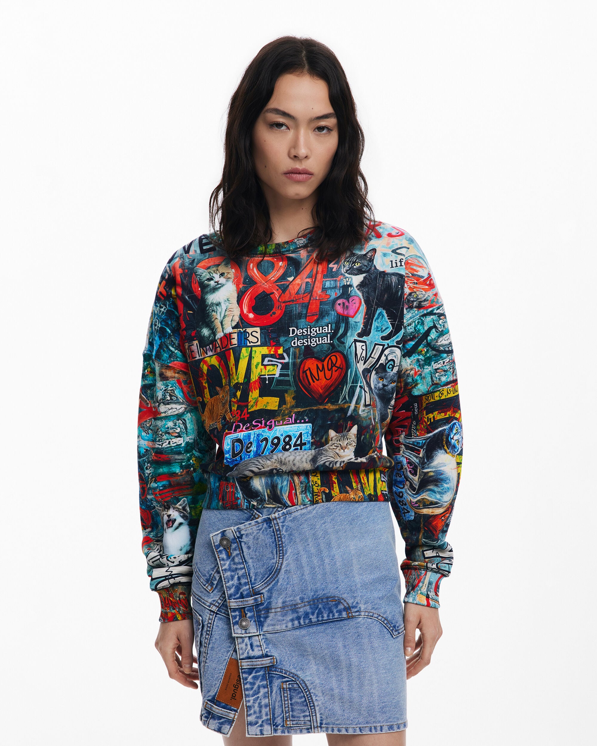 Sudadera de mujer grafittis - Desigual - Negro Negro-1
