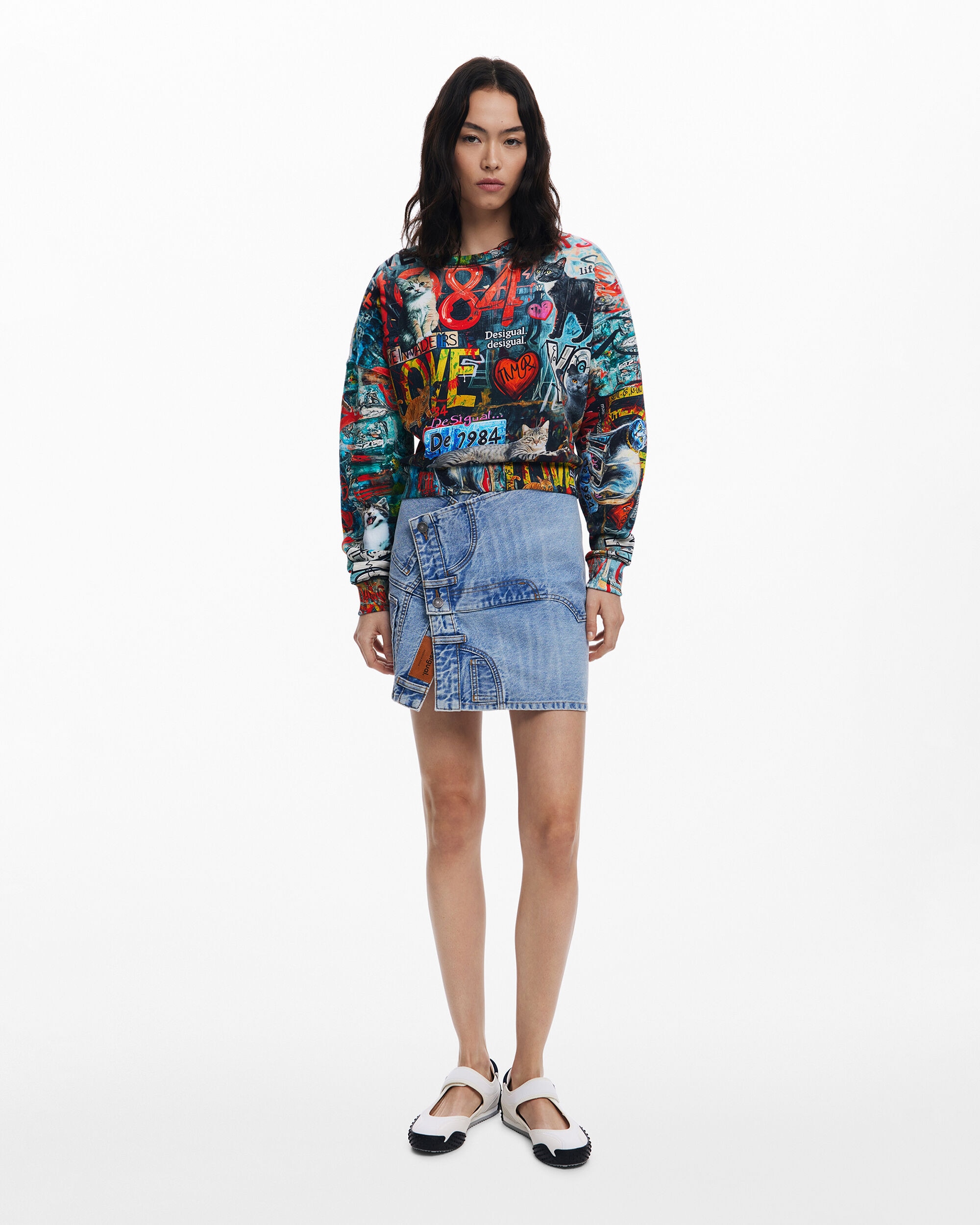 Sudadera de mujer grafittis - Desigual - Negro Negro-2