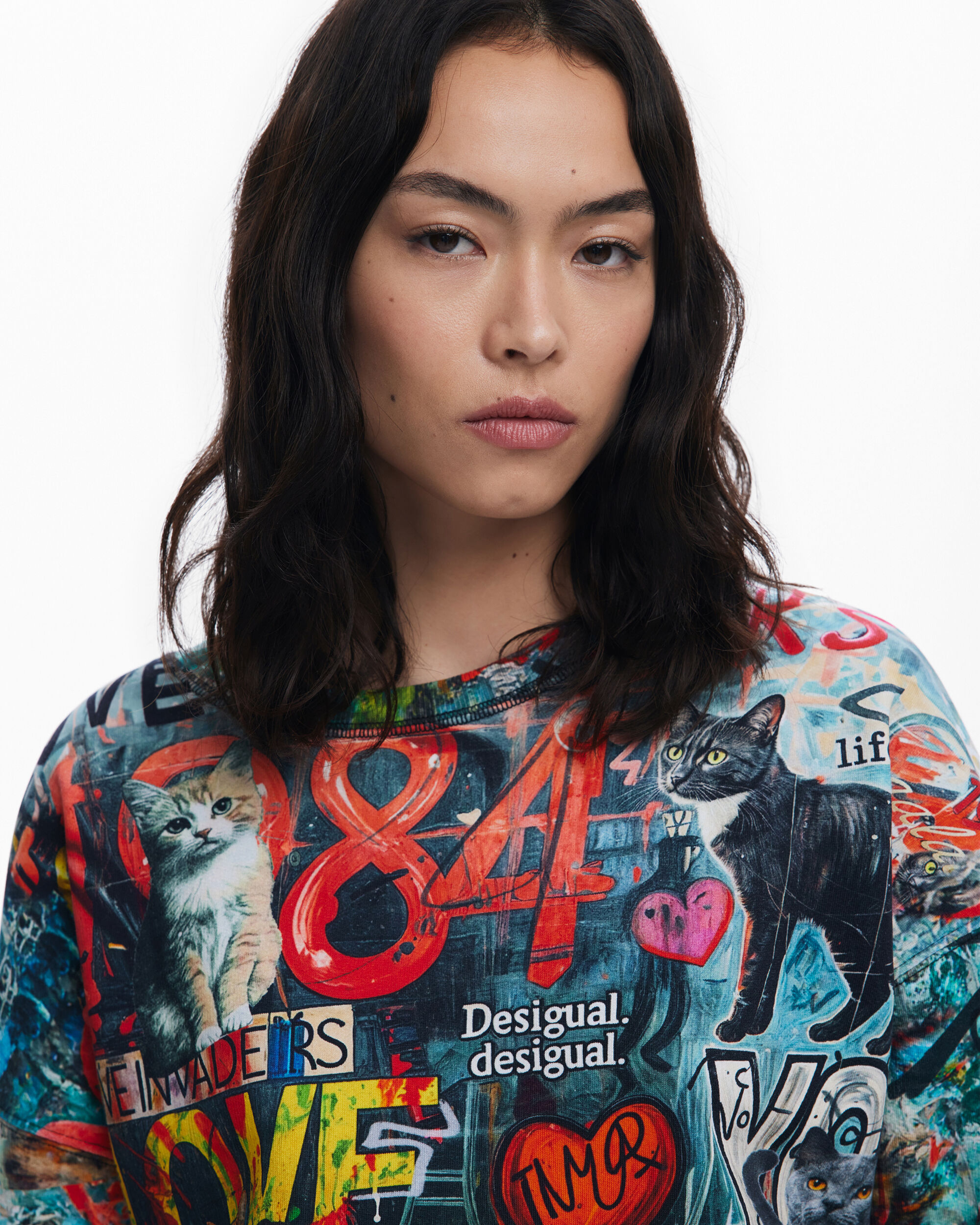 Sudadera de mujer grafittis - Desigual - Negro Negro-4