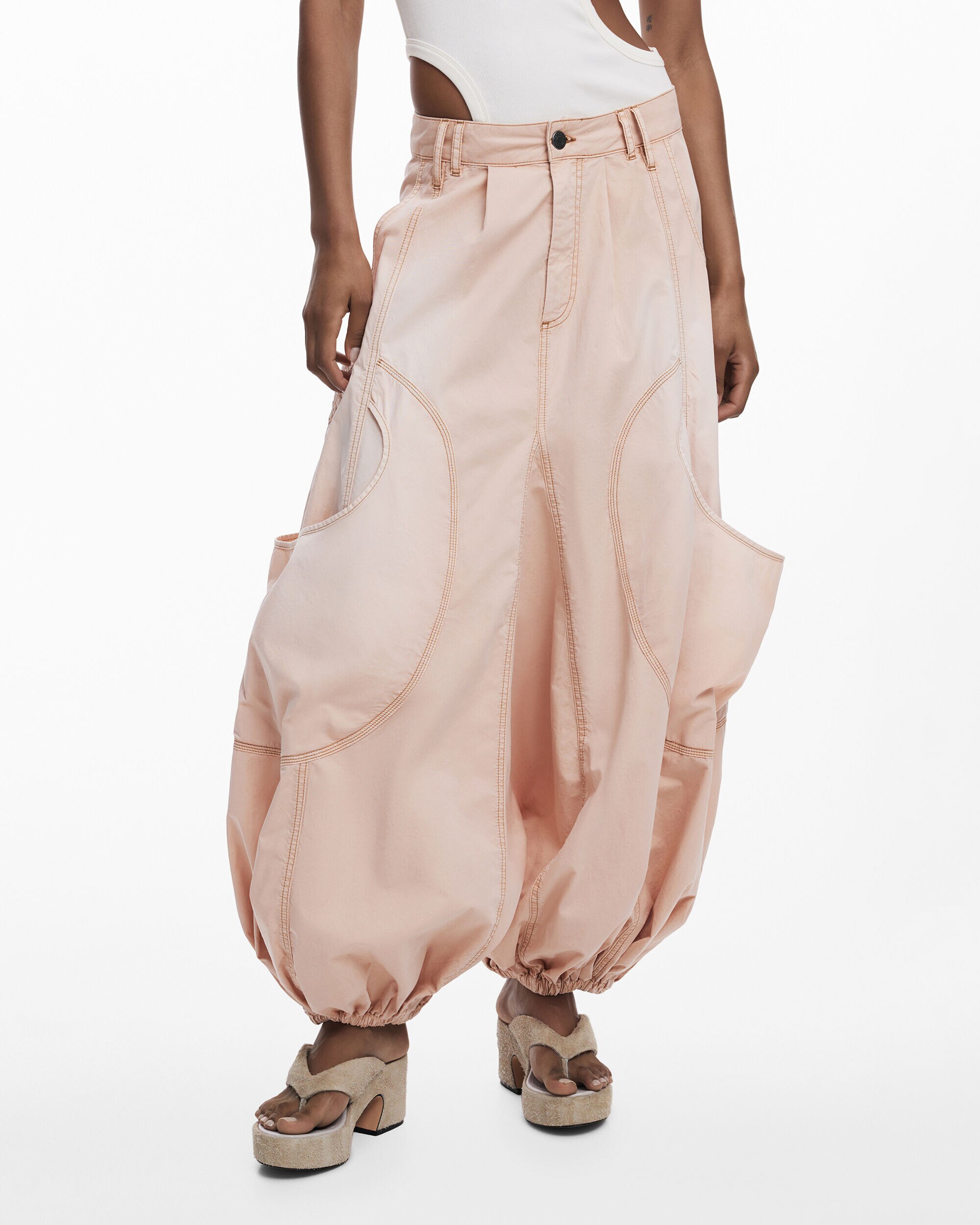 Pantalón de mujer cargo fluido - Desigual - Rosa pastel Rosa pastel-2