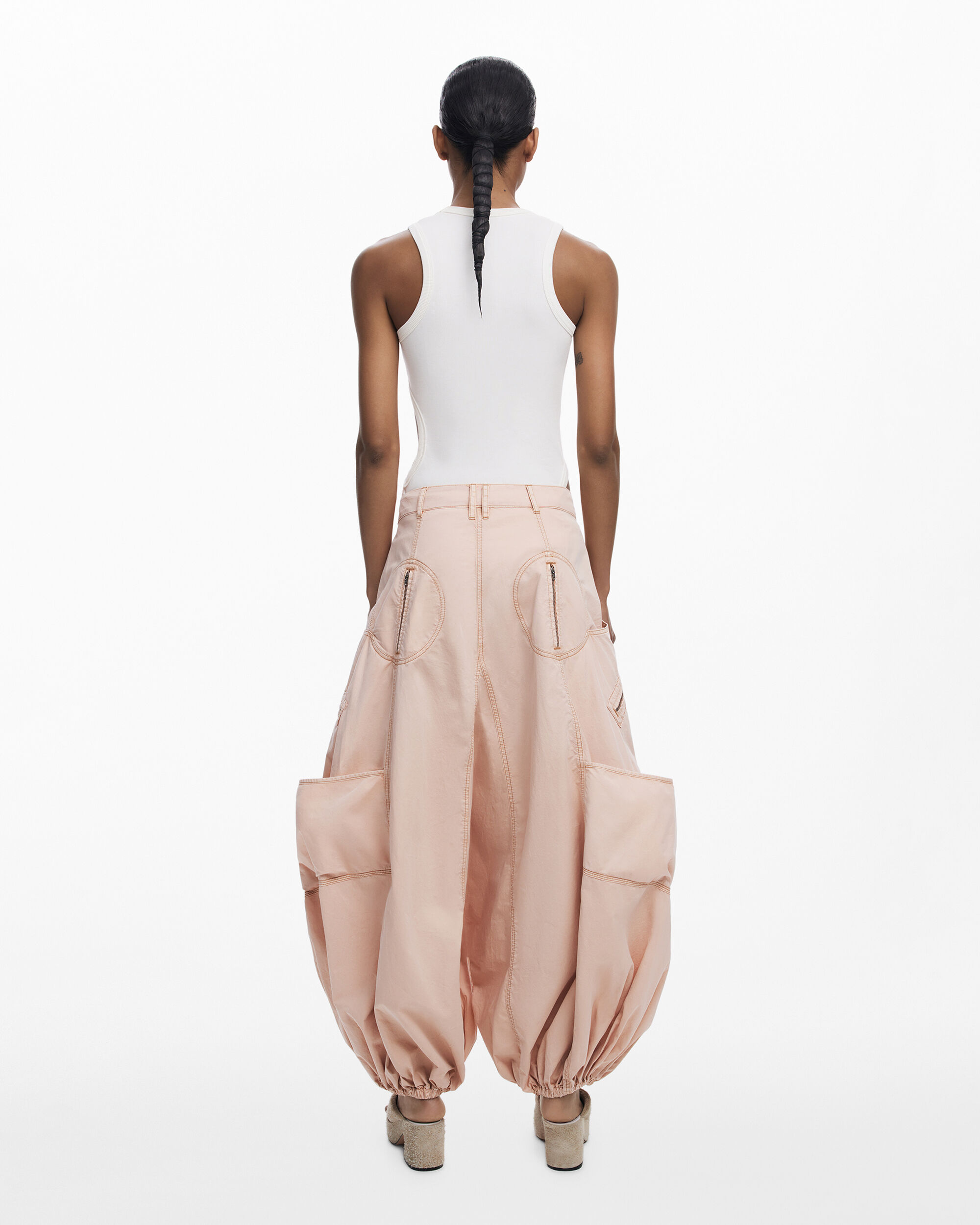 Pantalón de mujer cargo fluido - Desigual - Rosa pastel Rosa pastel-3
