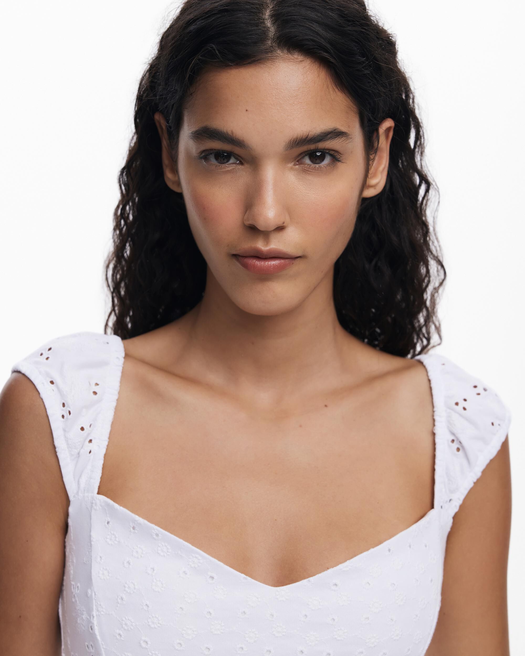 Vestido midi bordados - Desigual - Blanco Blanco-4