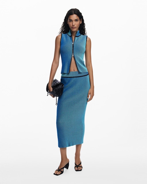 Imagen 0 de Falda tubo midi rayas