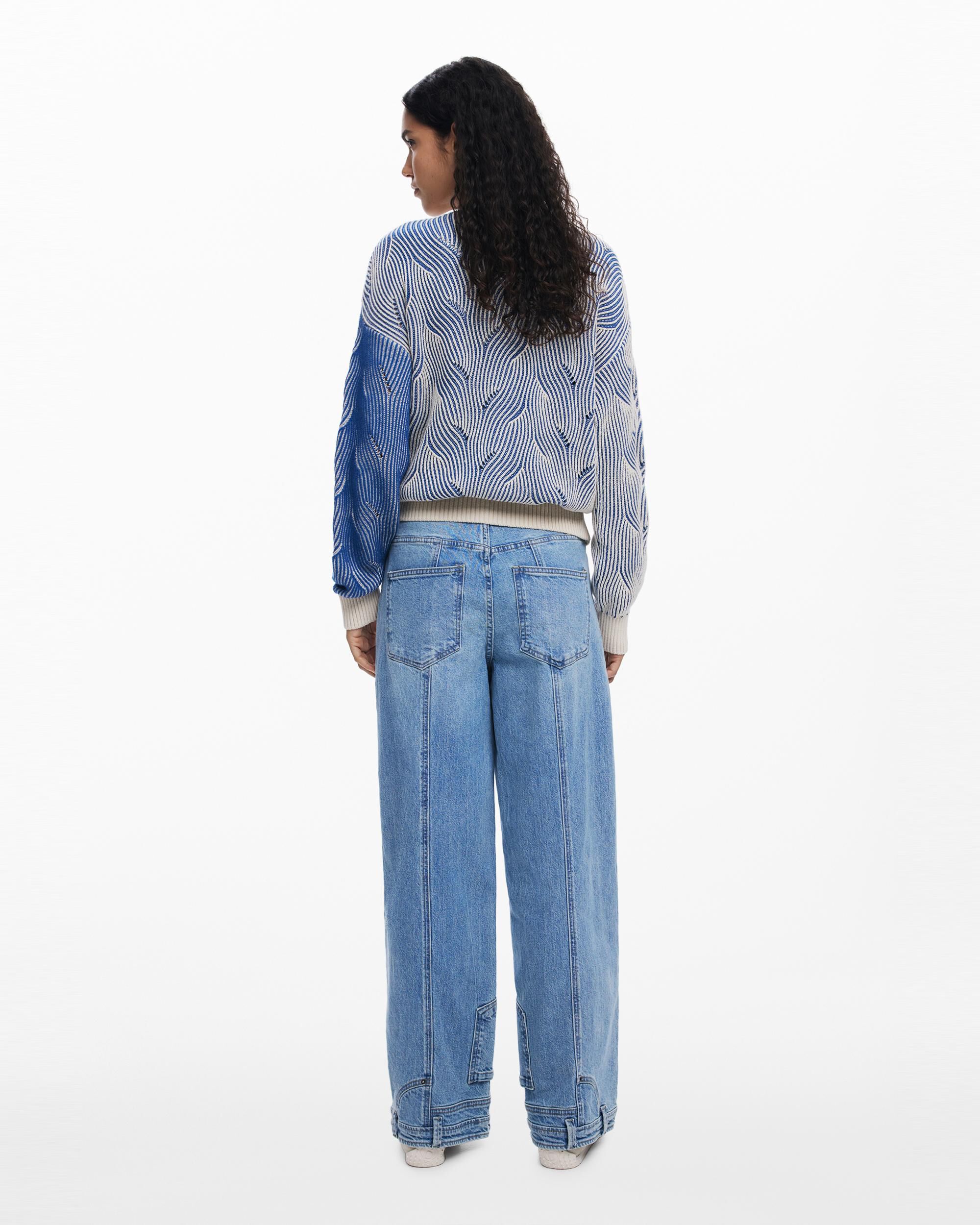 Cárdigan de mujer punto bicolor - Desigual - Azul / Blanco Azul / Blanco-3