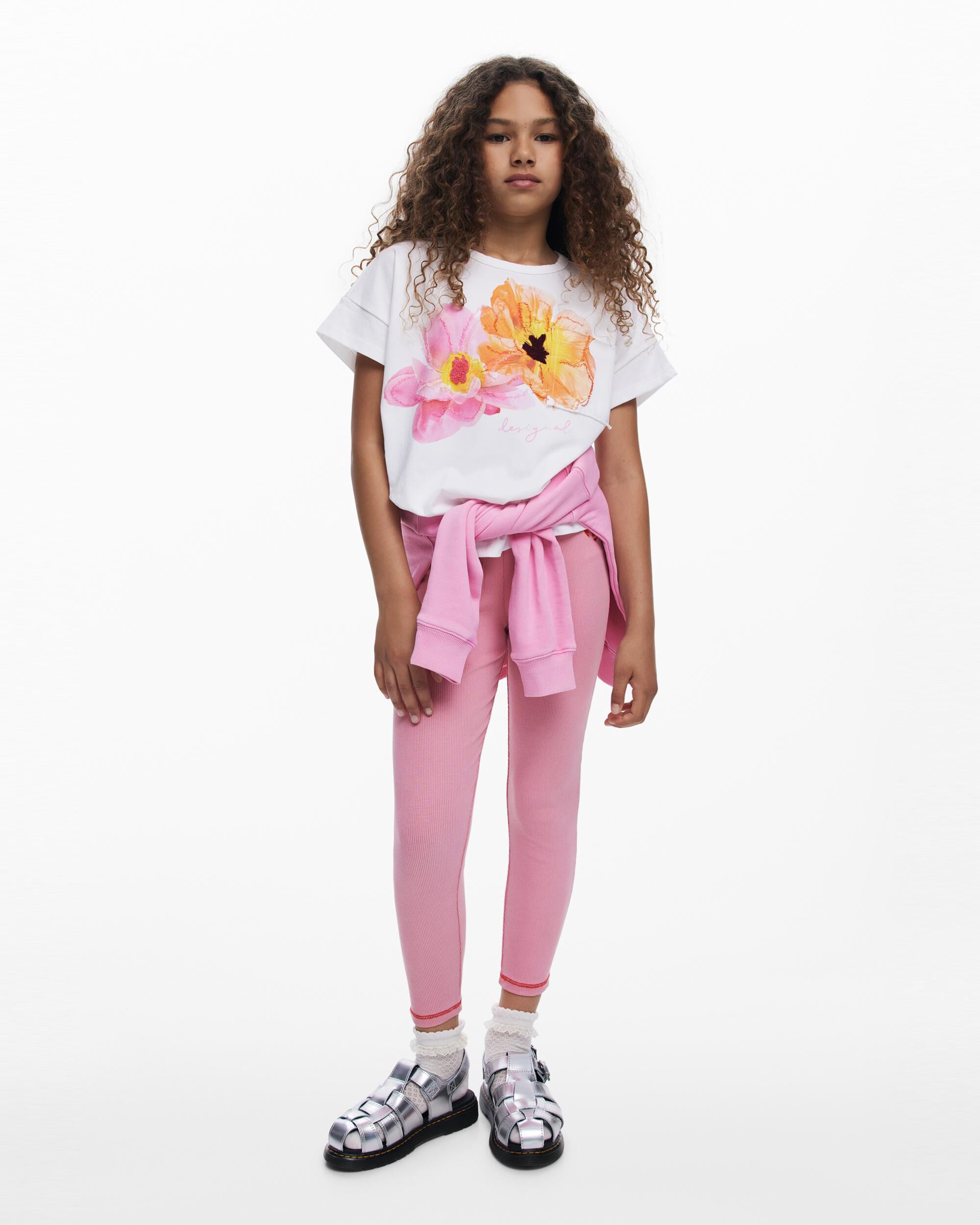 Leggins de niña costuras - Desigual - Rosa Rosa-4