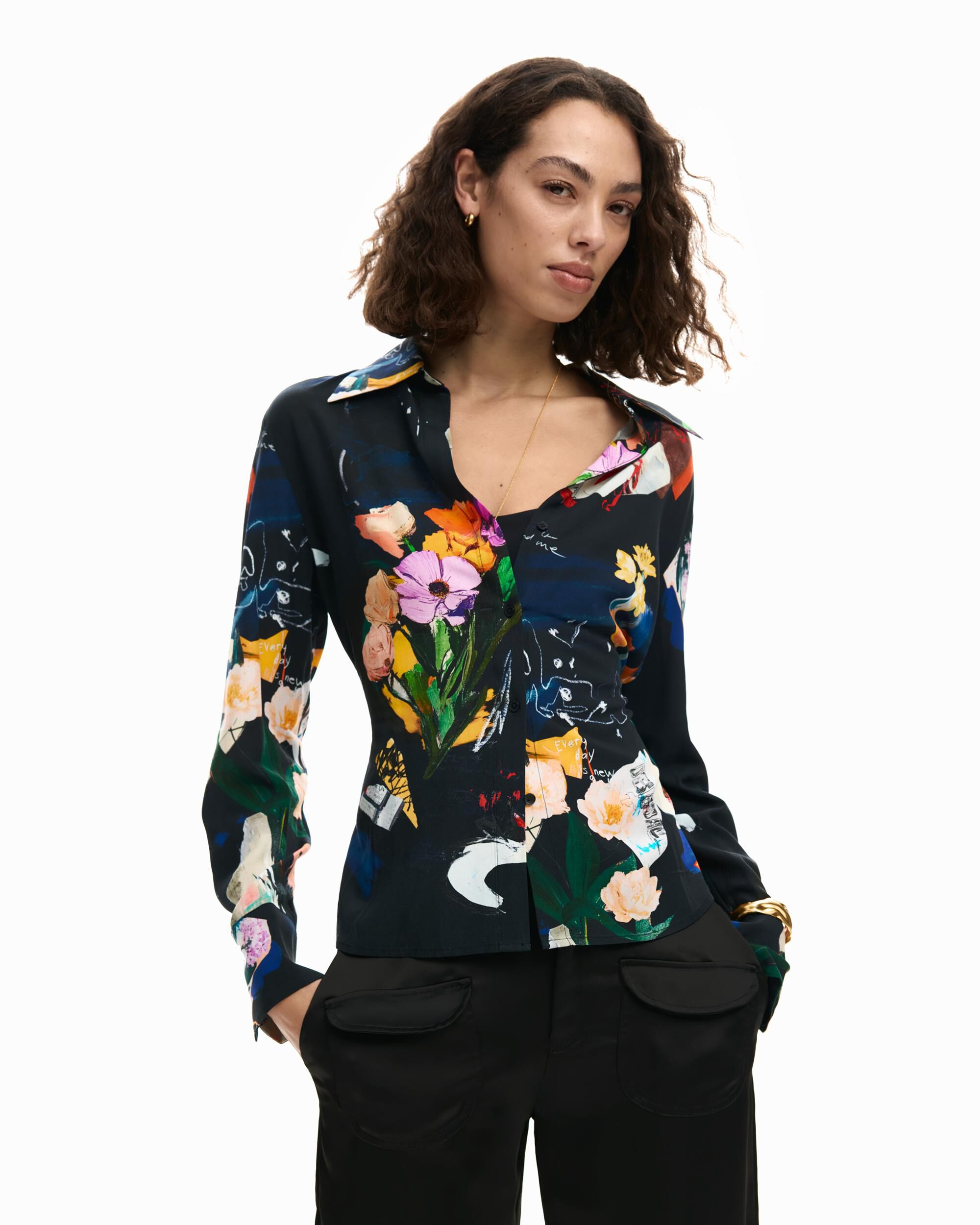 Desigual - Camisa de mujer collage lazada.