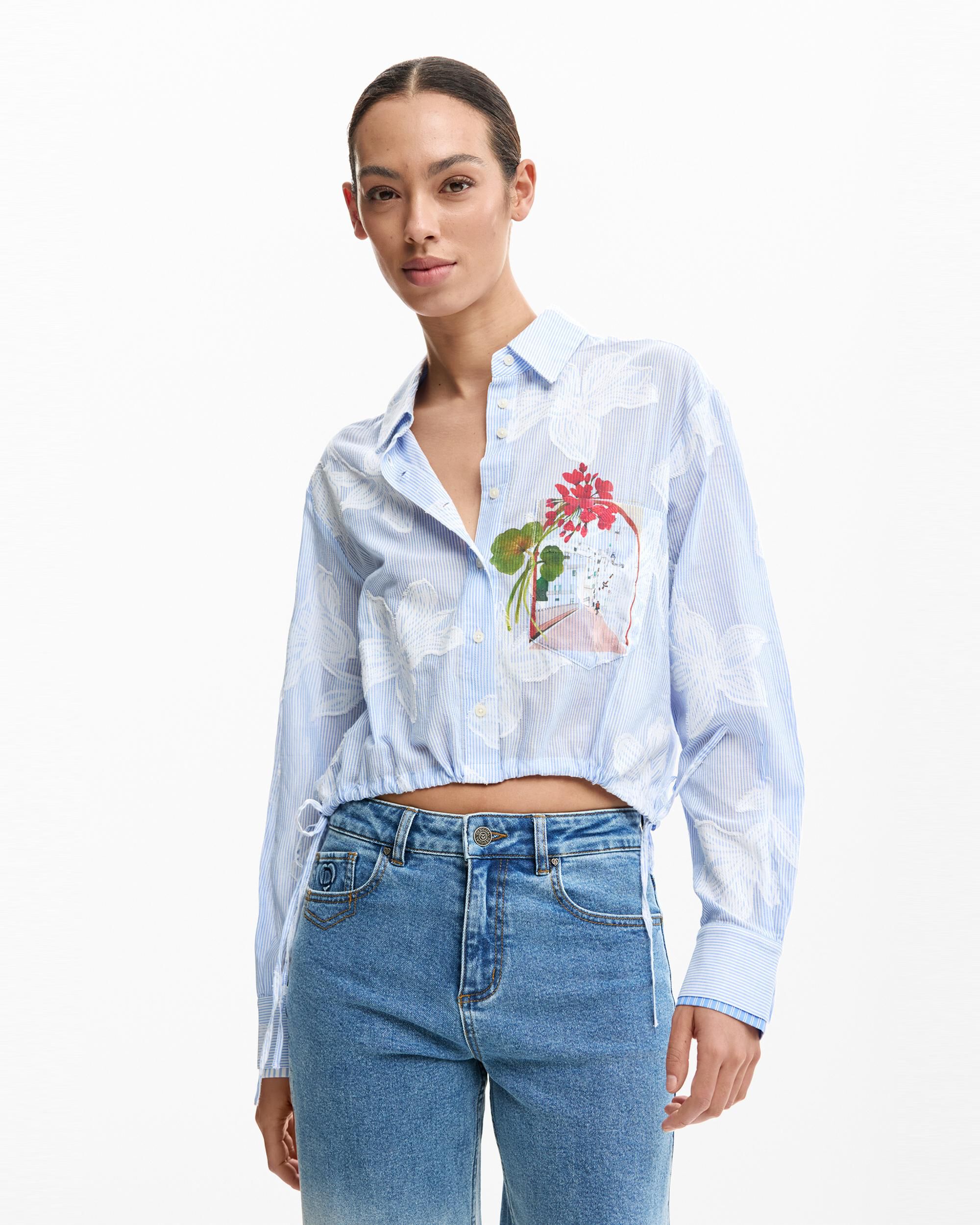 Desigual - Camisa de mujer crop lazadas.